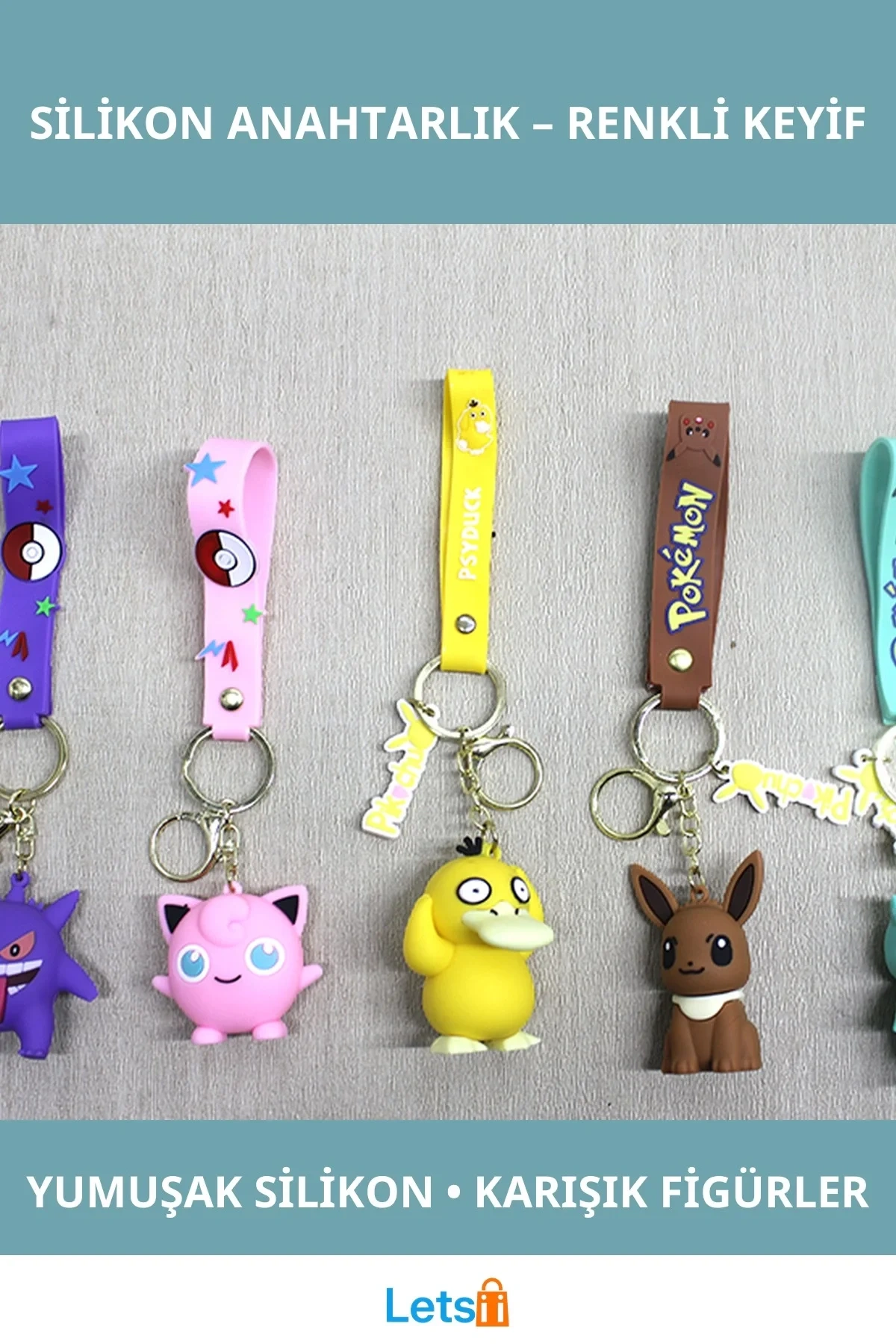 Pokemon Serisi Karışık Karakterler Silikon Anahtarlık