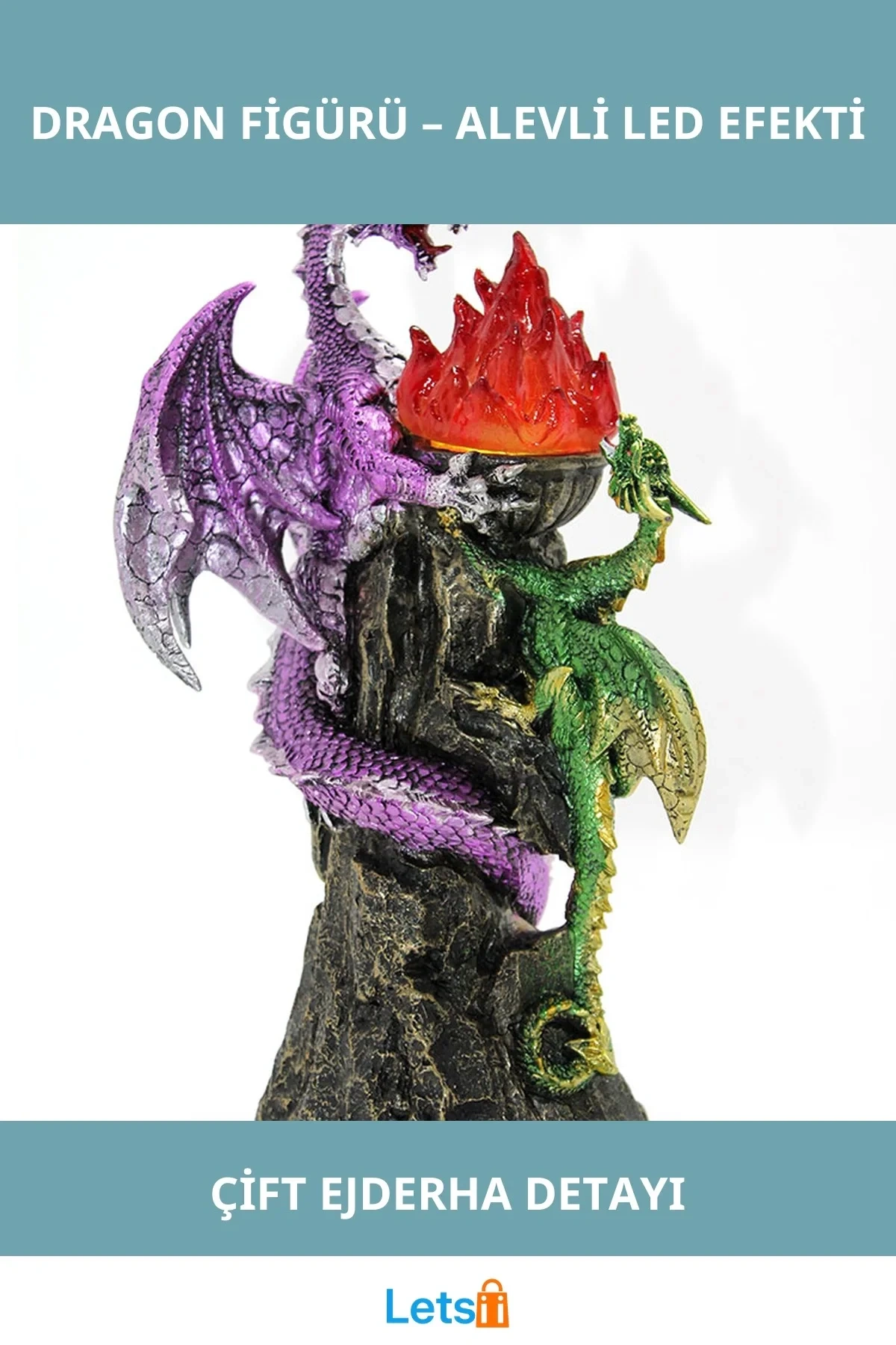 Polyester Dragon Tasarımlı LED Ejderha Biblosu