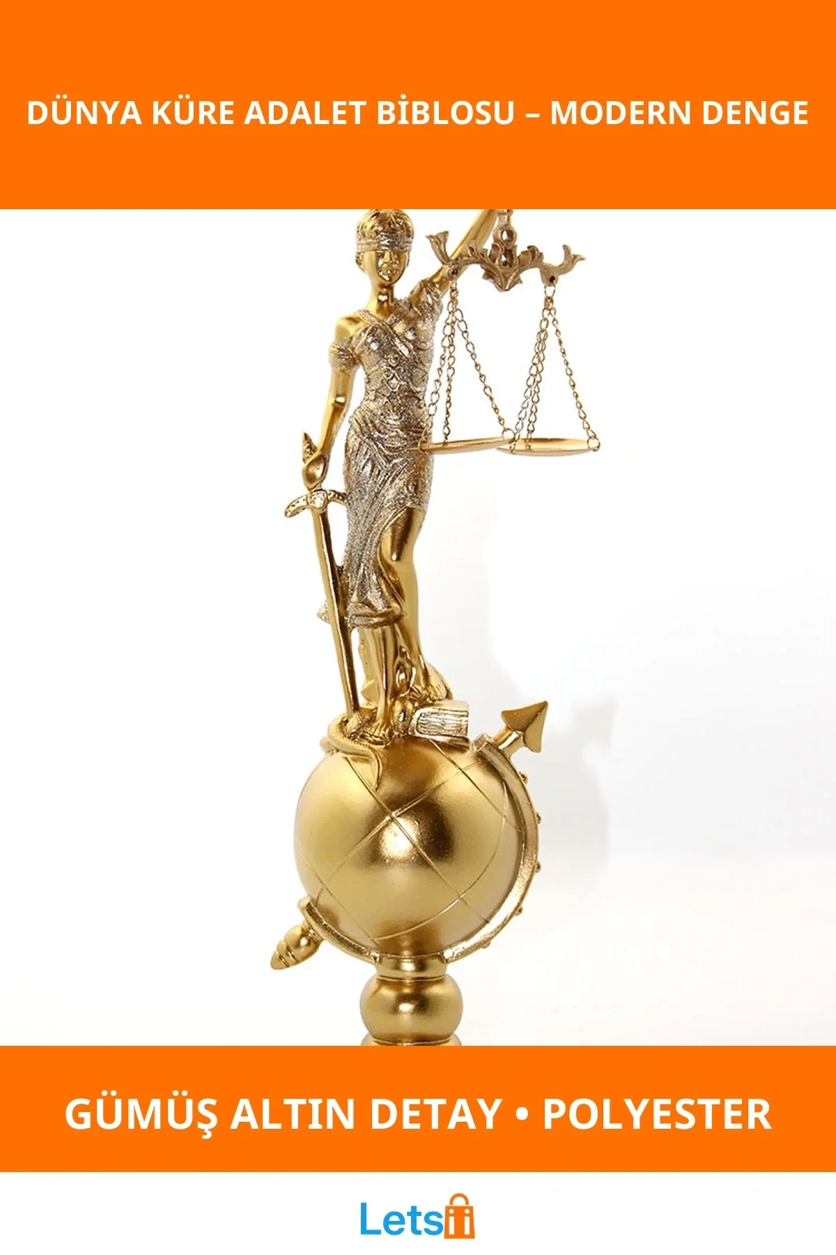 Polyester Dünya Küre Üzerinde Adalet Biblosu Zarıf Dekorasyon Figürü