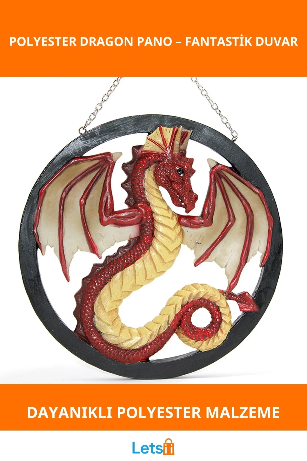 Polyester Ejderha Desenli Duvara Asmalı Pano