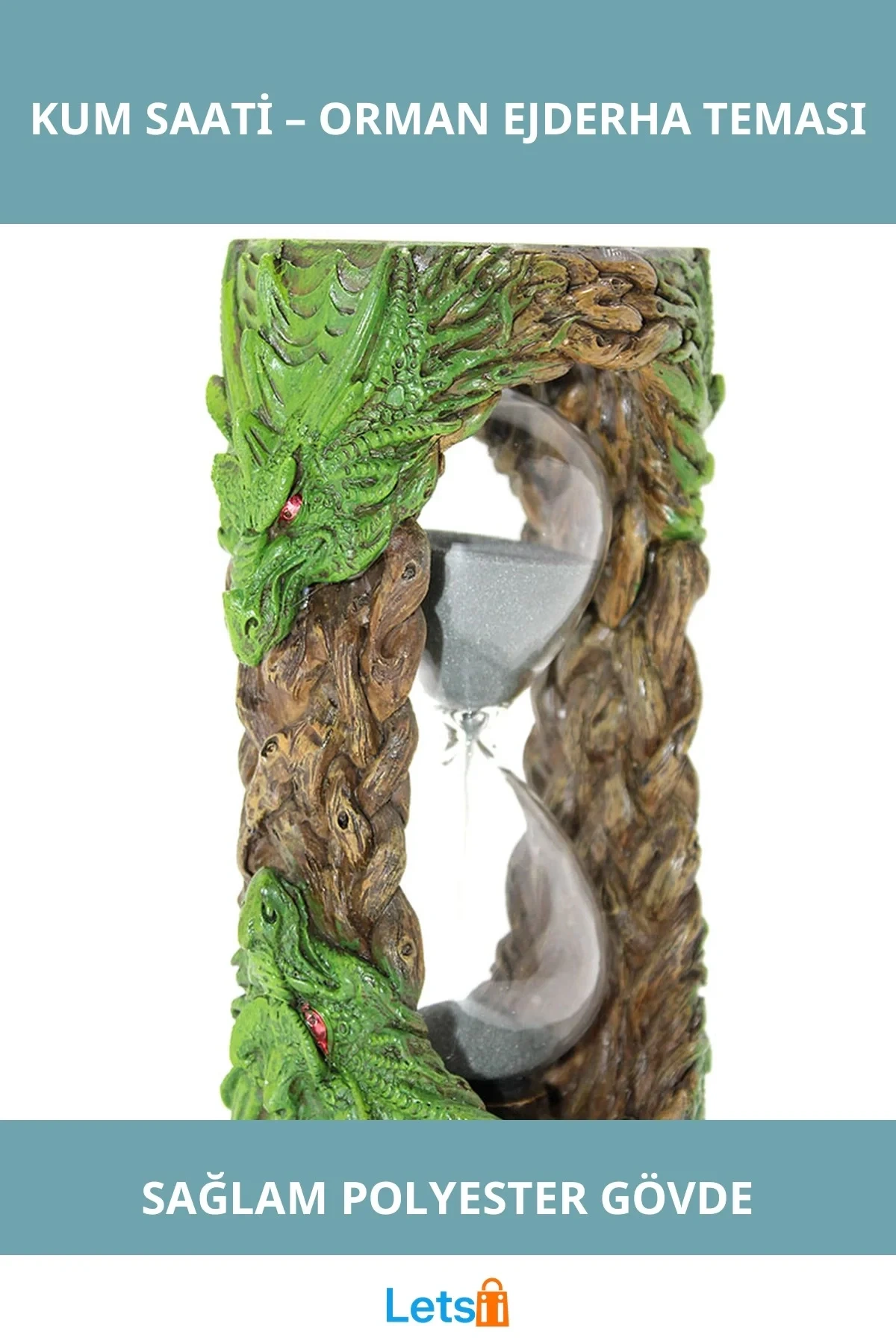 Polyester Ejderha Tasarımlı Mistik Kum Saati