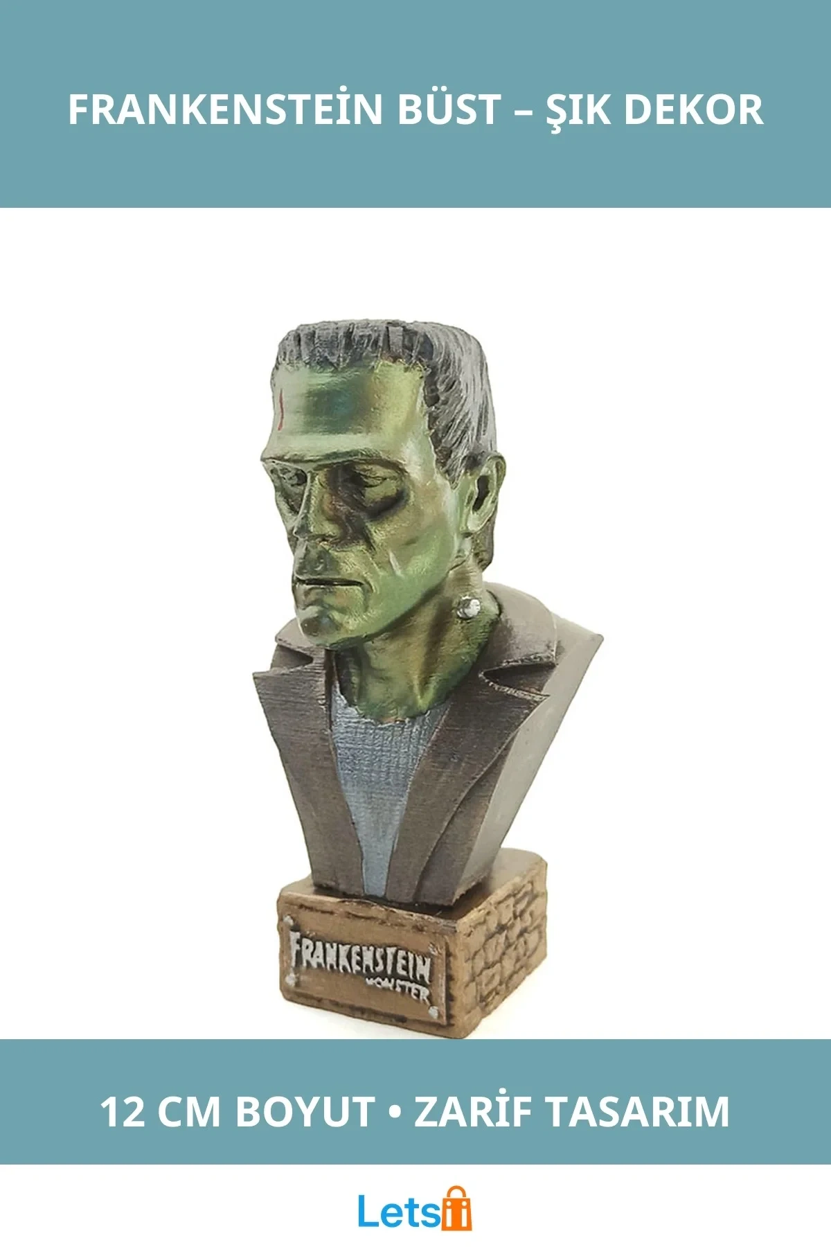 Polyester Frankenstein Büst Küçük Boy 12 cm Dekoratif Figür