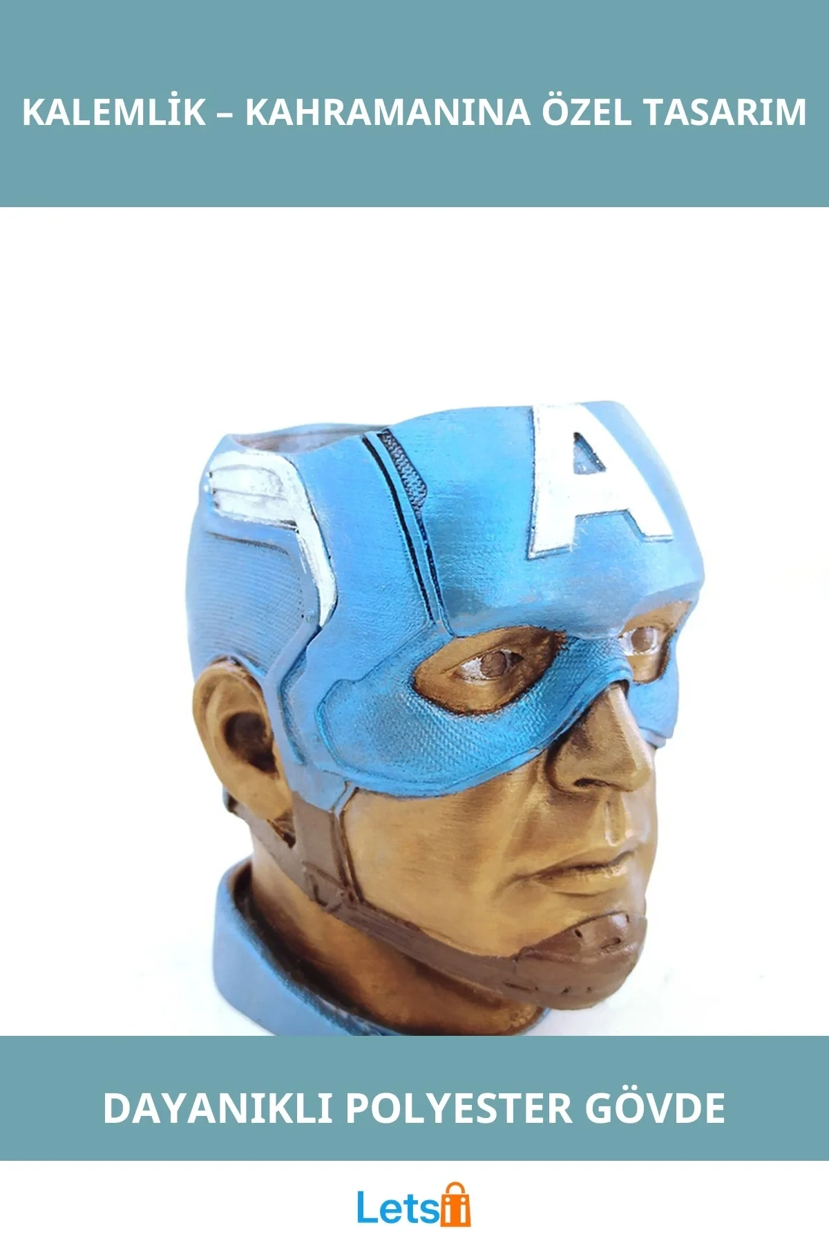 Polyester Kaptan Amerika Kalemlik Süper Kahraman Tasarımlı Masaüstü Düzenleyici