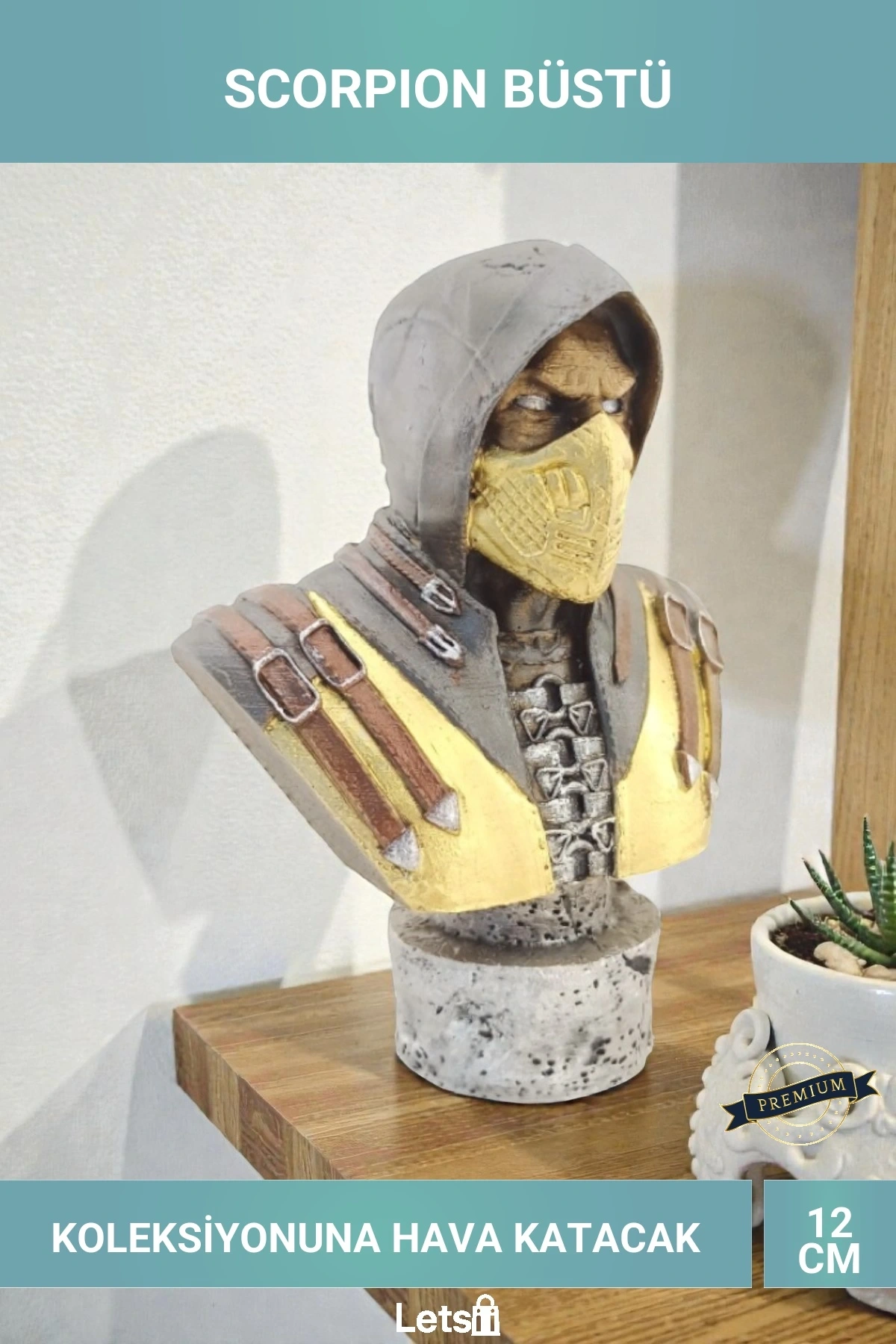 Polyester Küçük Boy Scorpion Büst Mortal Kombat Koleksiyon Figürü