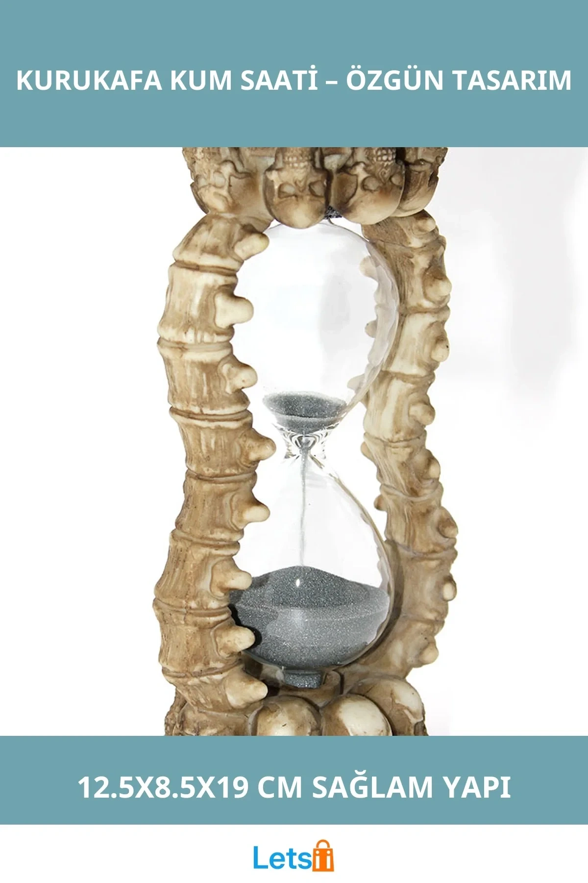 Polyester Kurukafa Tasarım Kum Saati Şık Dekoratif Aksesuar