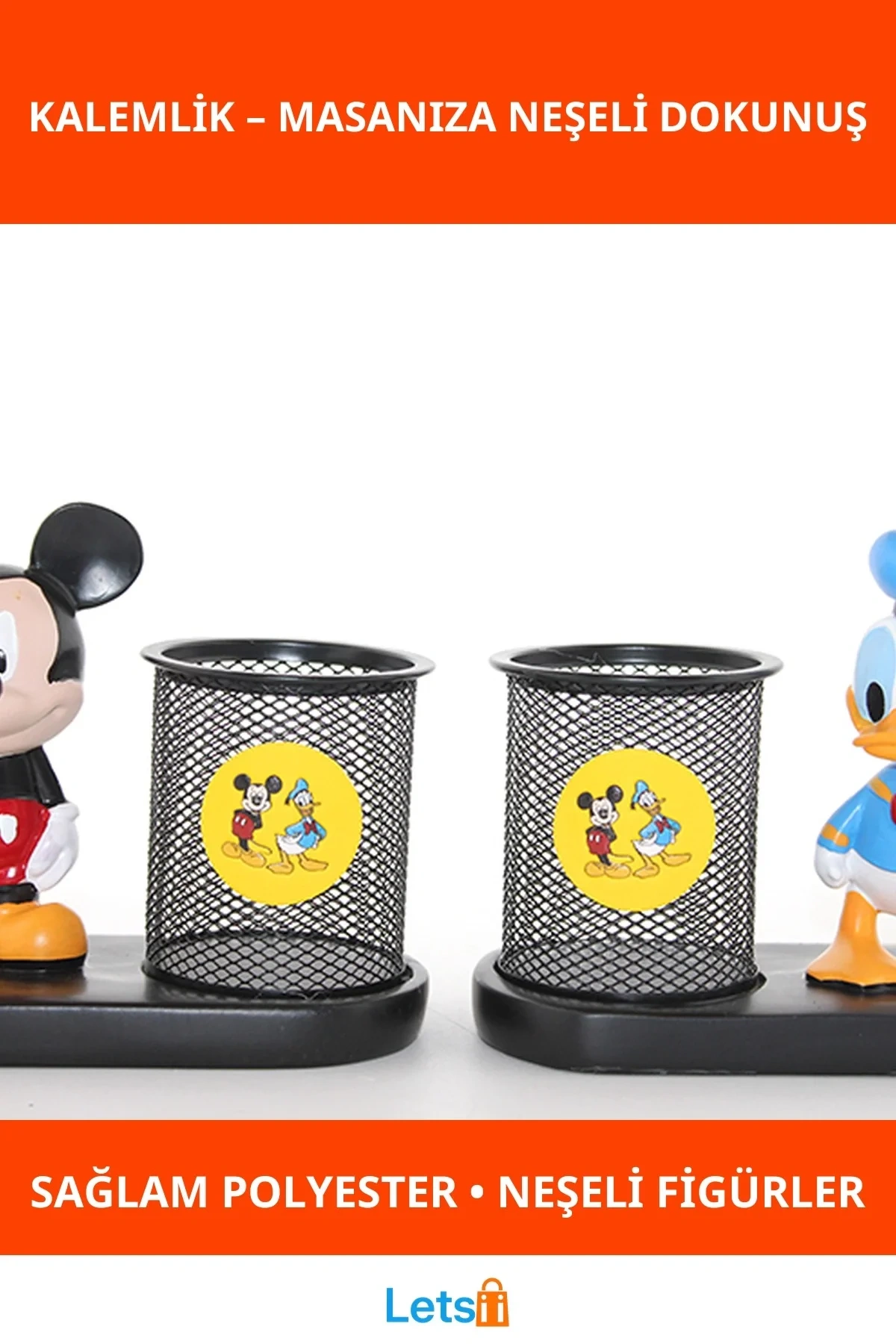 Polyester Mickey Mouse ve Daffy Duck Kalemlik Eğlenceli Tasarım