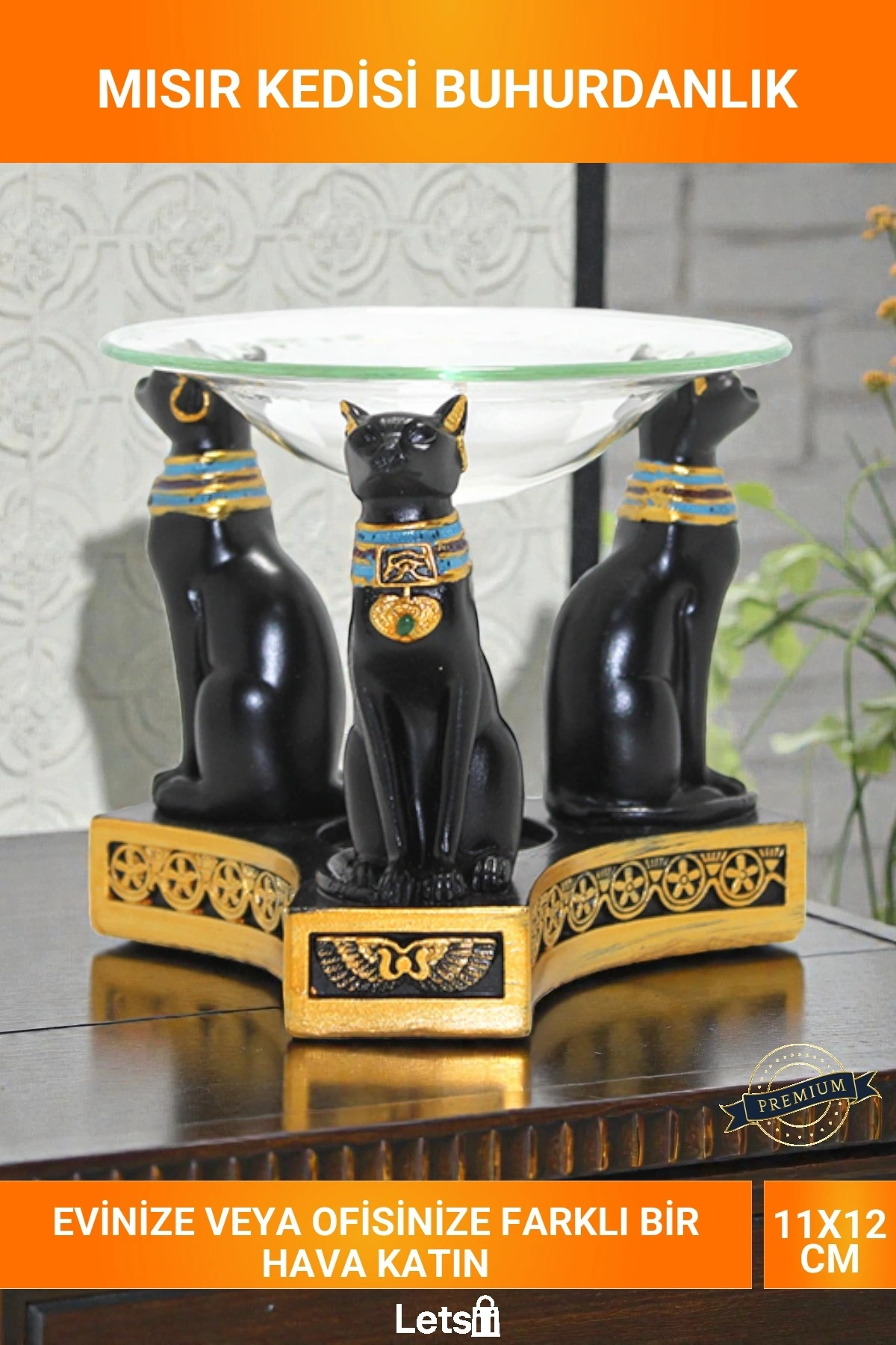 Polyester Mısır Kedisi Temalı Aromaterapi Buhurdanlık