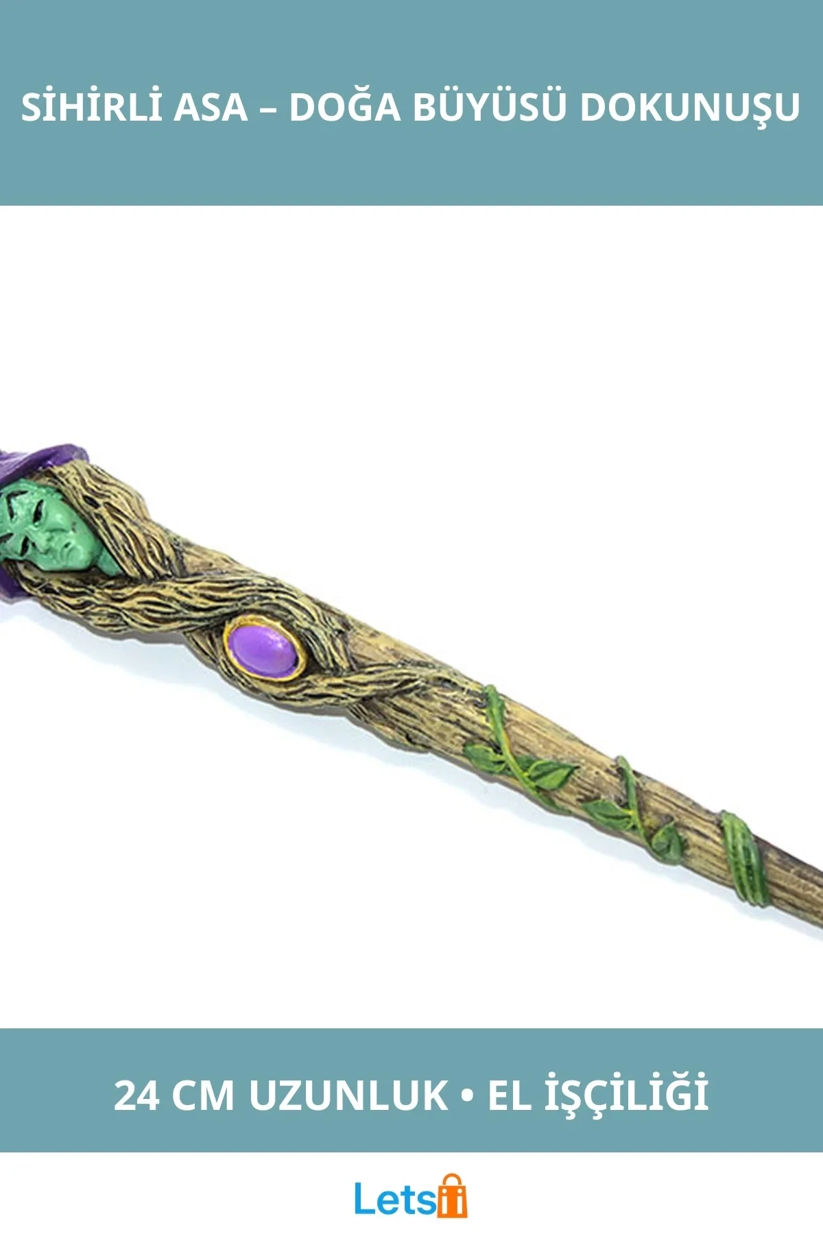 Polyester Sihirli Asa 24 cm Druid Temalı Büyülü Aksesuar