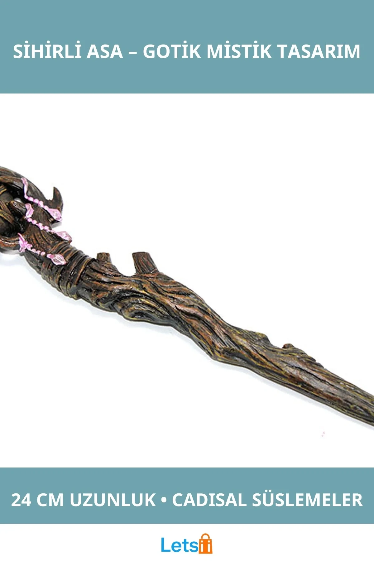 Polyester Sihirli Asa 24 cm Gotik Cadı Aksesuarı