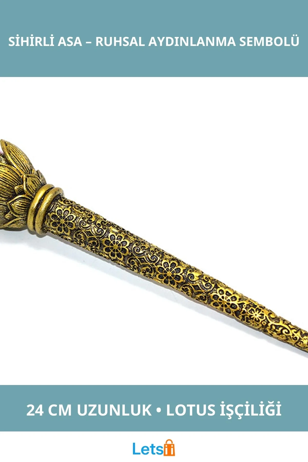 Polyester Sihirli Asa Lotus Çiçeği 24 cm Dekoratif Aksesuar