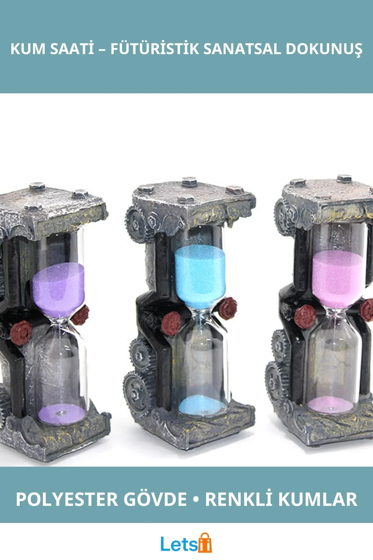 Polyester Tasarım Renkli Kum Saati Dayanıklı Dekoratif Süs