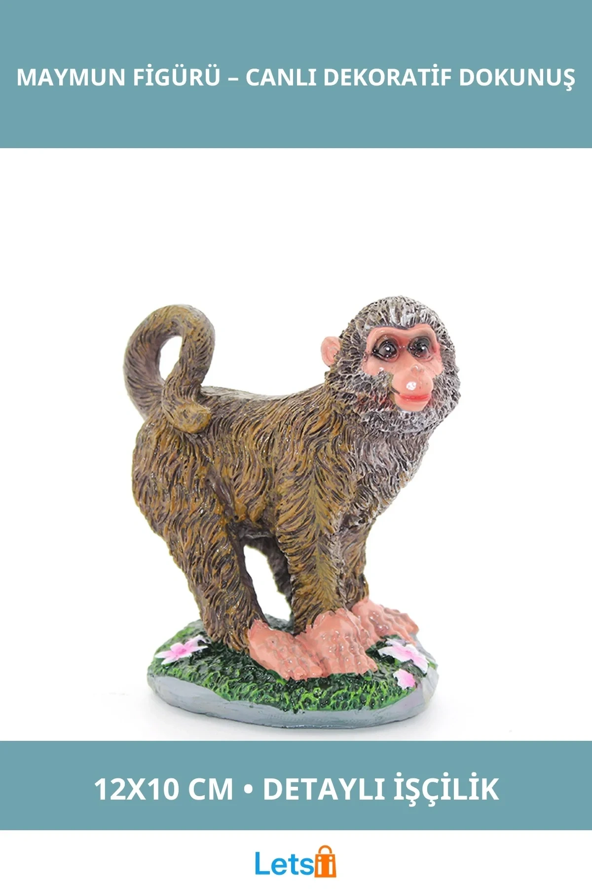 Polyester Tekli Maymun Figürü 12x10 cm Dekoratif Figür