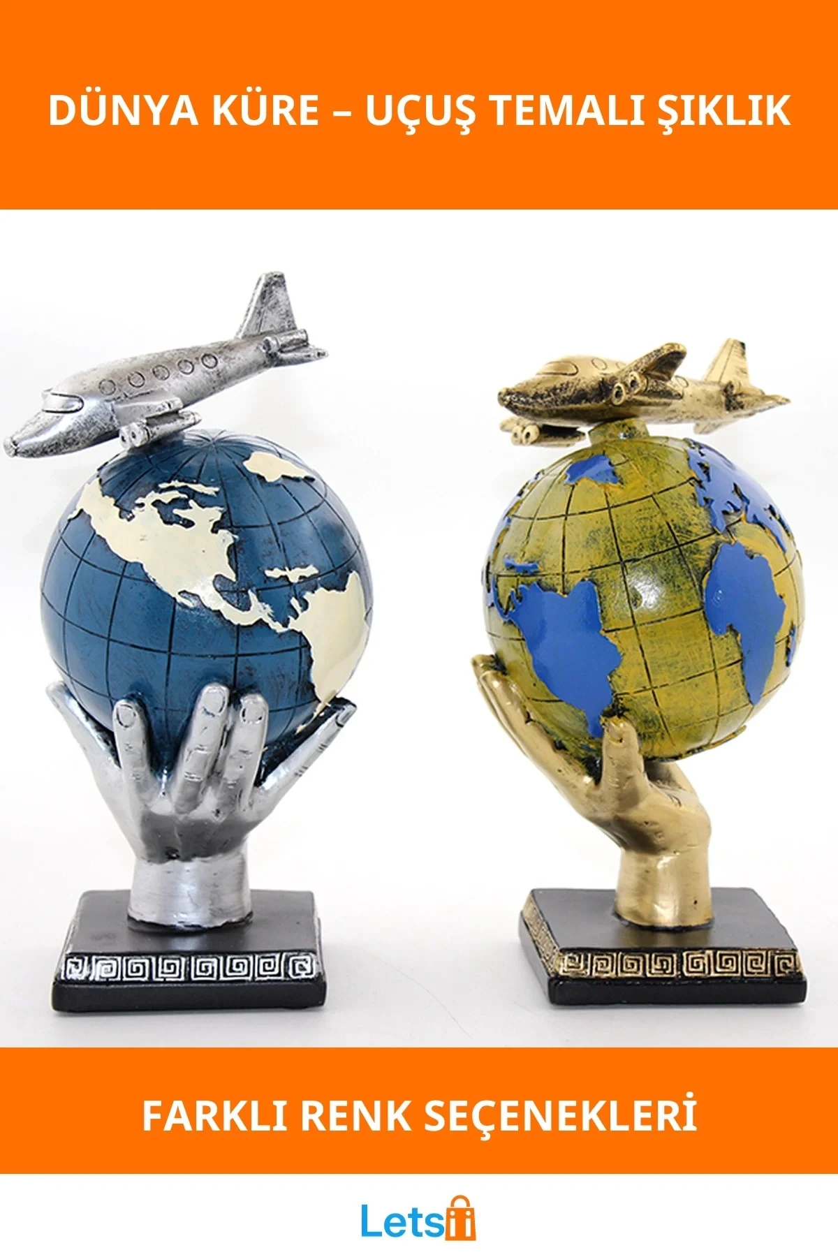 Polyester Uçaklı Dünya Küre Dekoratif Ürün