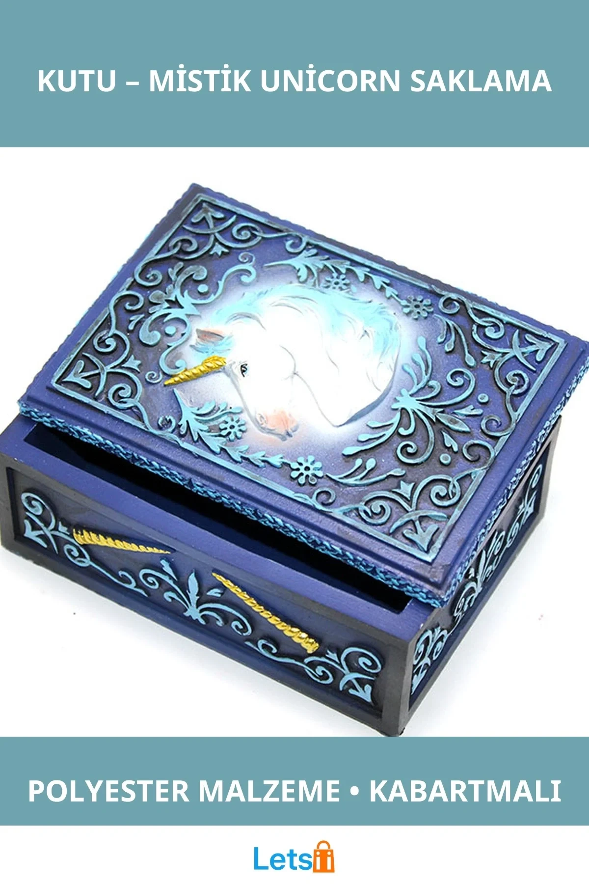 Polyester Unicorn Figürlü Dekoratif Saklama Kutusu