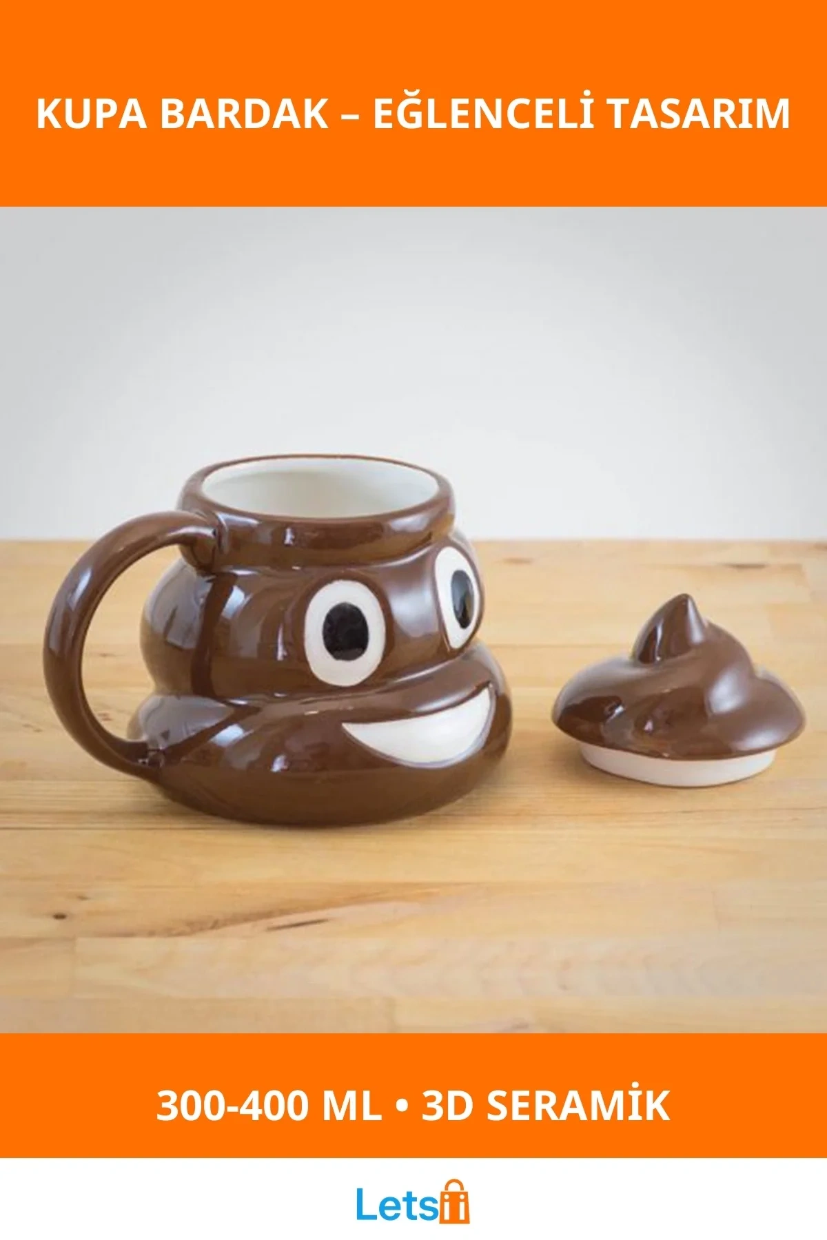 Poo Kaka Emoji Tasarım Seramik Kupa Bardak 300 400ml