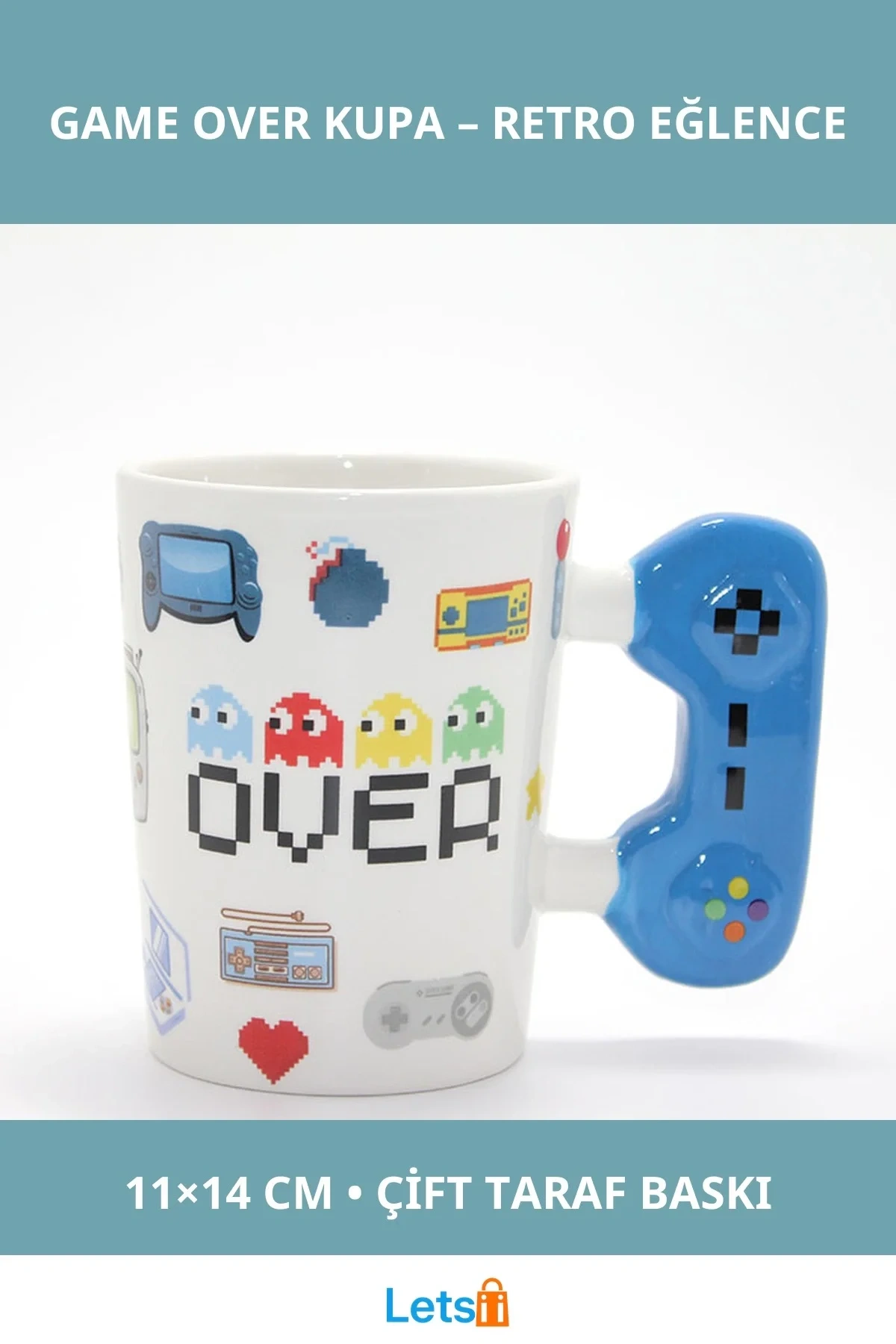 Porselen Game Over Kupa Bardak Ergonomik Tasarım 11x14 cm Oyun Severler için