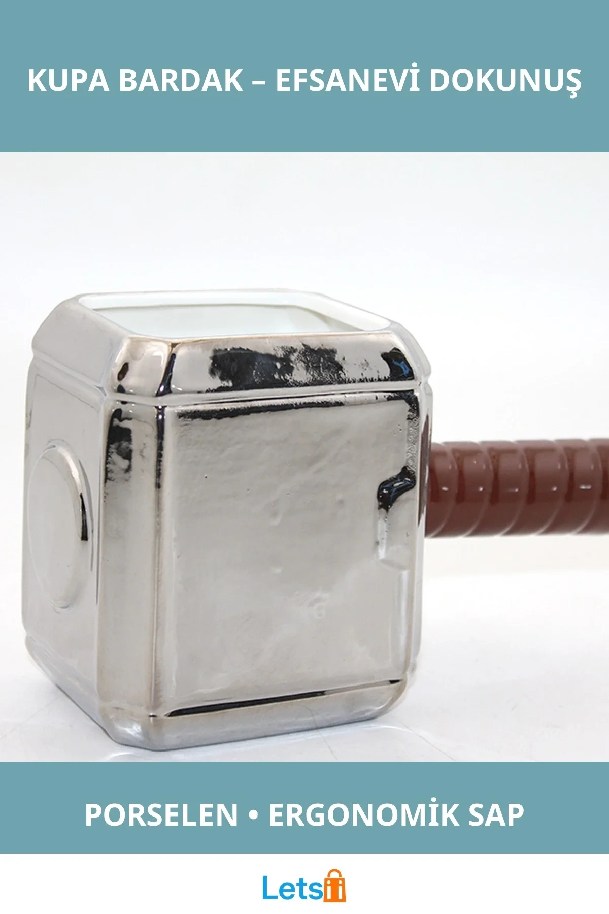 Porselen Thor Mjolnir Tasarımlı Çekici Kupa Bardak