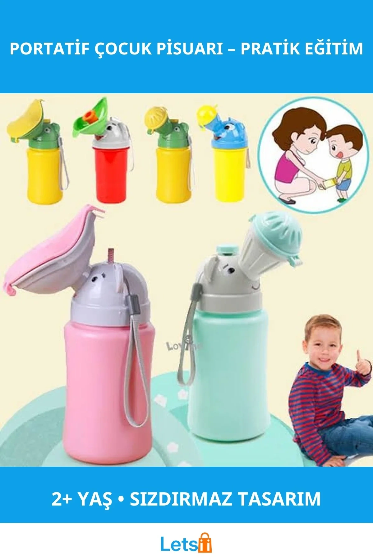 Portatif Sızdırmaz Dayanıklı Çocuk Pisuarı Lazımlık Erkek