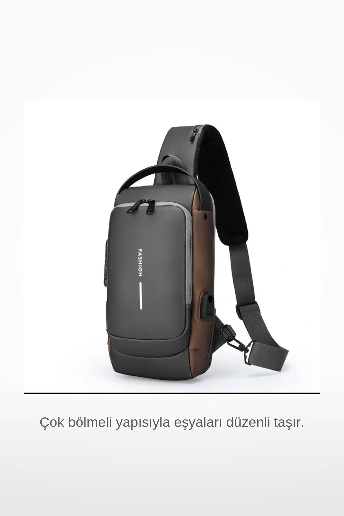 Powerbank Destekli USB Şarj Girişli Su Geçirmez Şifreli Kilitli Erkek Ön Göğüs Çantası