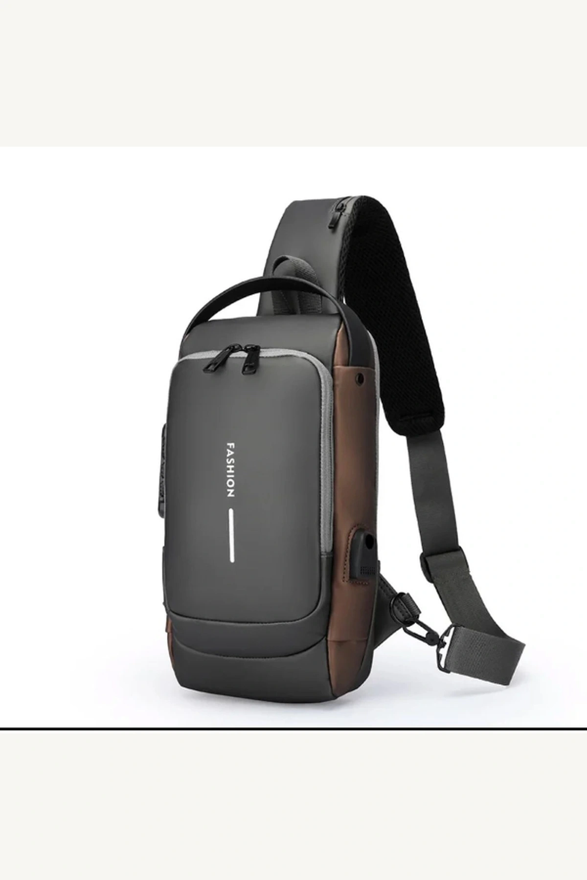 Powerbank Destekli USB Şarj Girişli Su Geçirmez Şifreli Kilitli Erkek Ön Göğüs Çantası