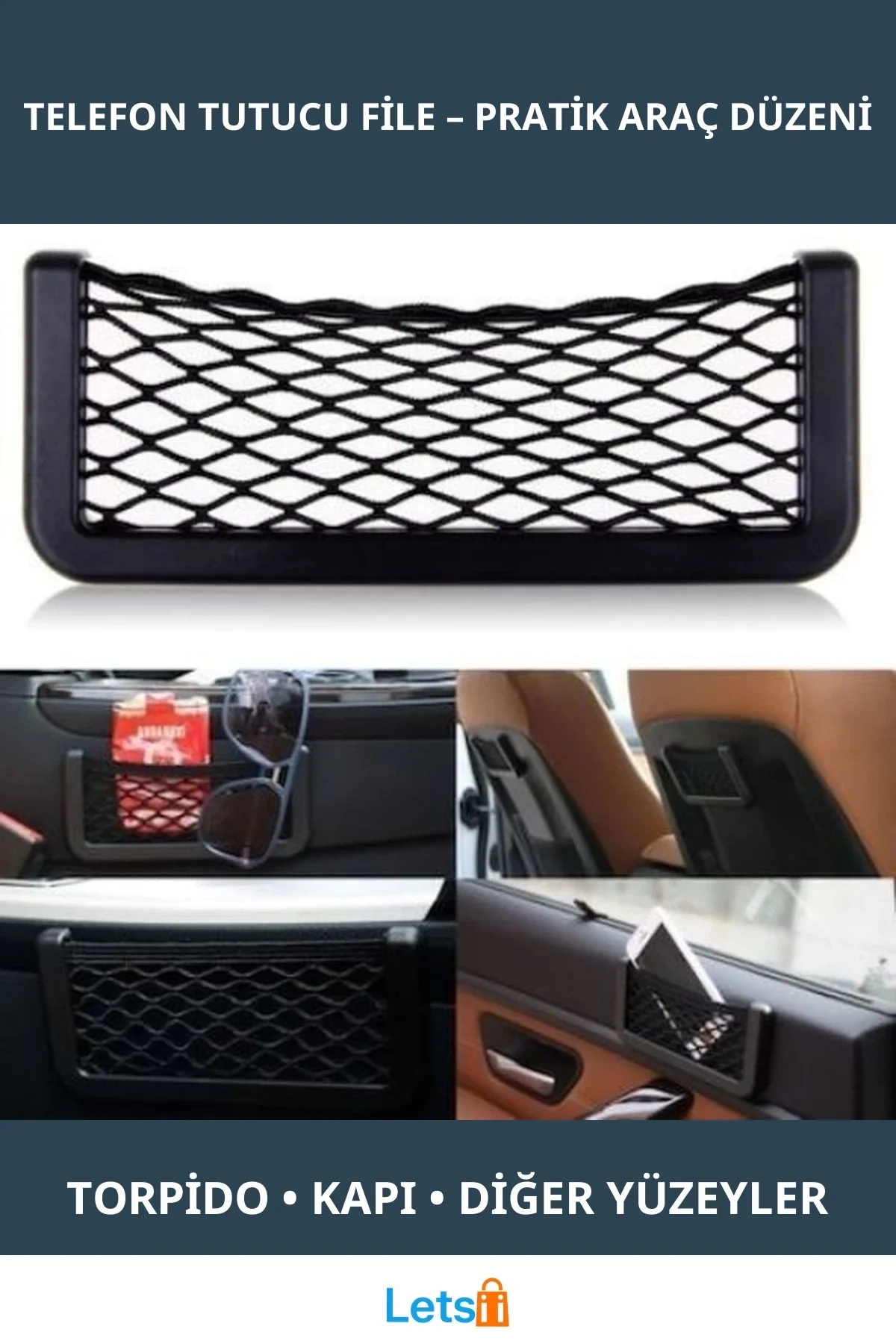 Pratik Araç İçi Telefon Tutucu File Sportif Tasarım