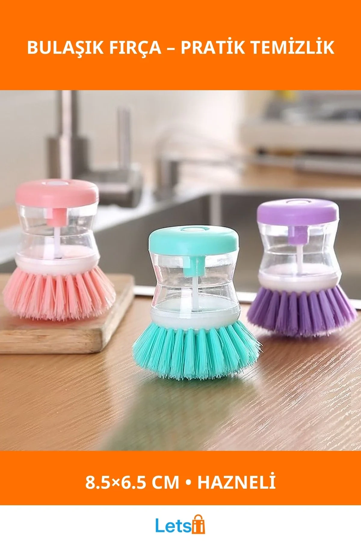 Pratik Deterjan Hazneli Bulaşık Yıkama Fırçası