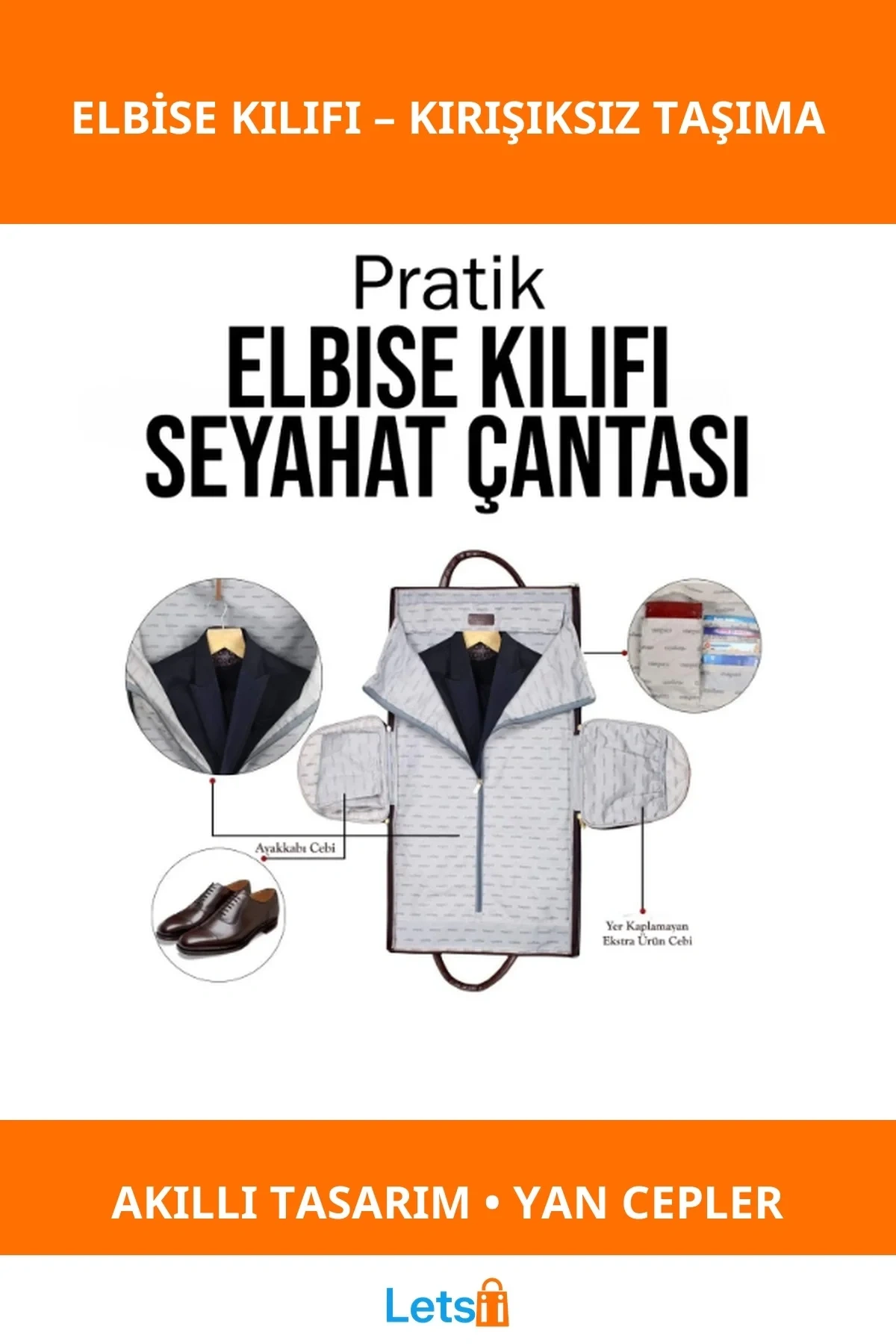 Pratik Elbise Kılıfı Seyahat Çantası Dayanıklı ve Fonksiyonel