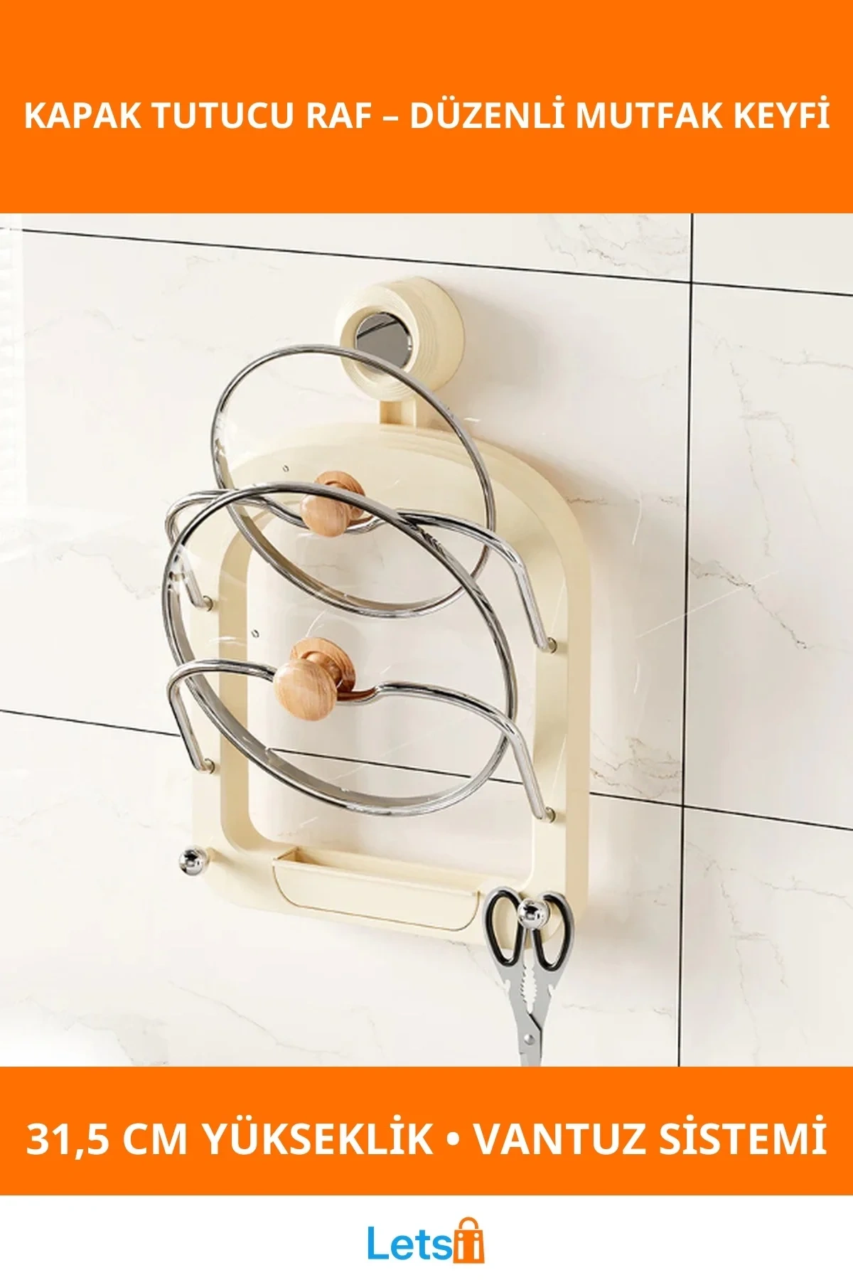 Pratik Mutfak Tava Tencere Kapak Tutucu Organizer Raf