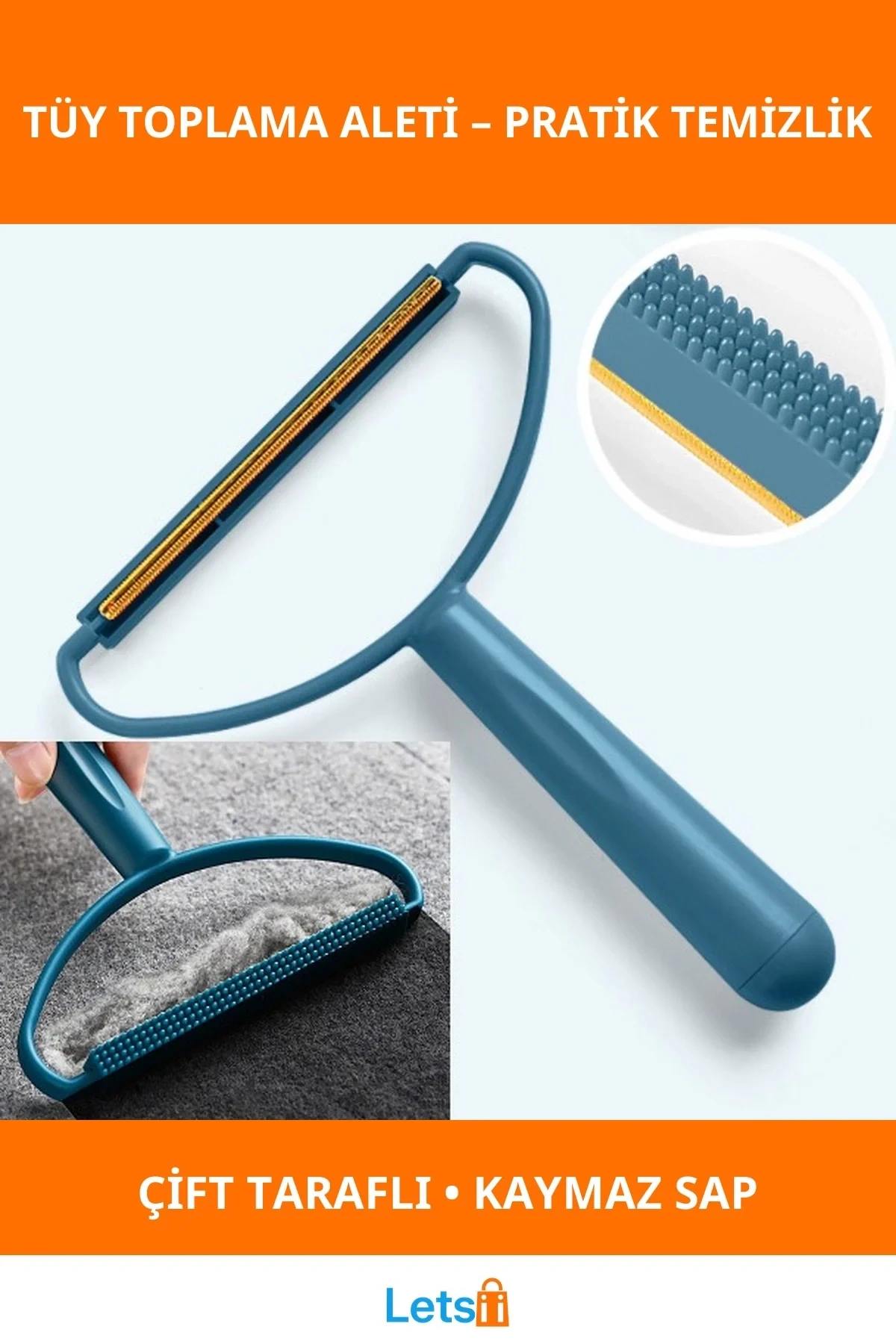 Pratik Tiftik Tüy Toplama Aleti Mavi 13.5x16.5 cm