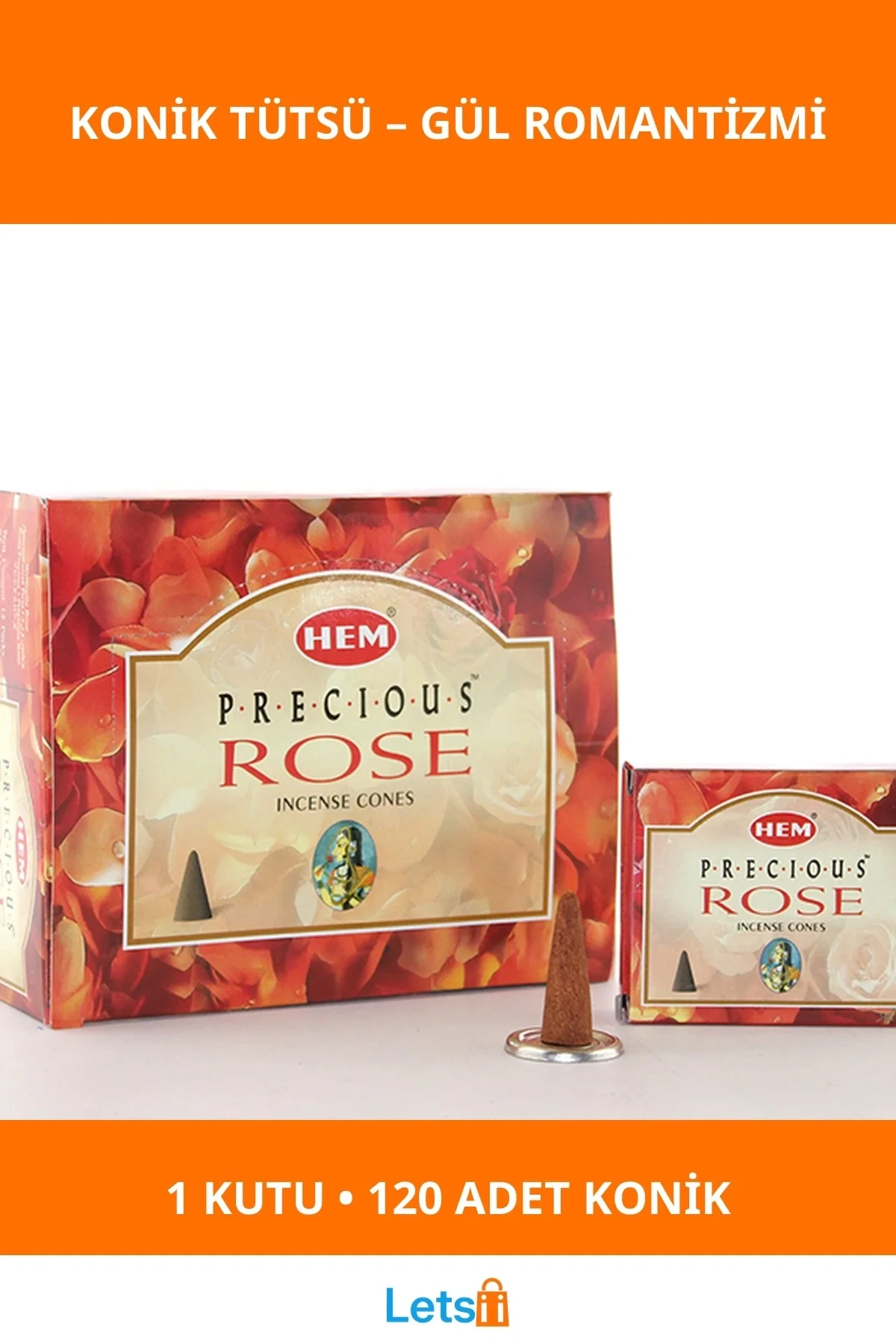 Precious Rose Aromalı Konik Tütsü 12 Paket 120 Adet
