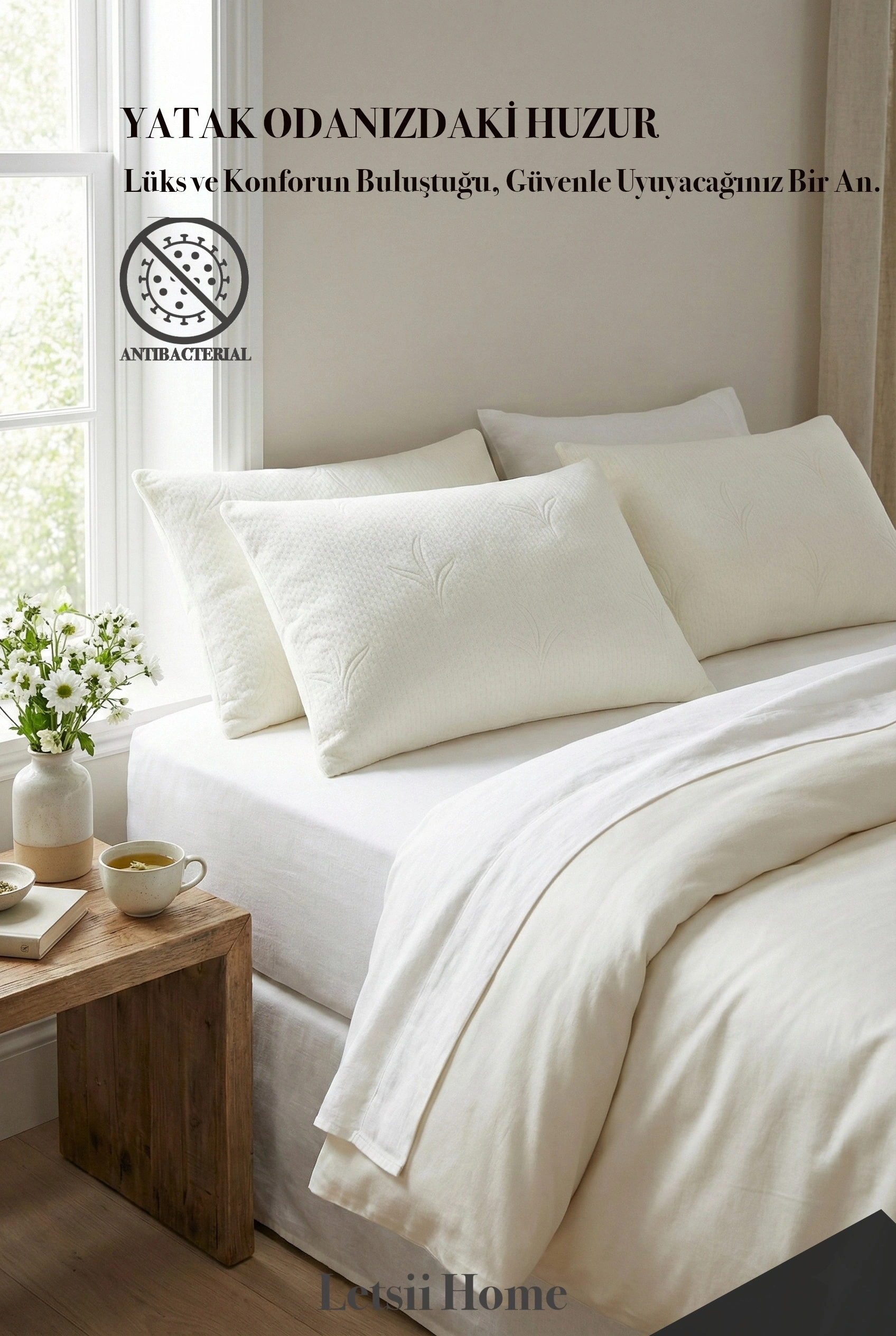 Premium Sıvı Geçirmez Yastık Alezi | Ultra Sessiz Fermuarlı Yastık Koruyucu 50x70 cm