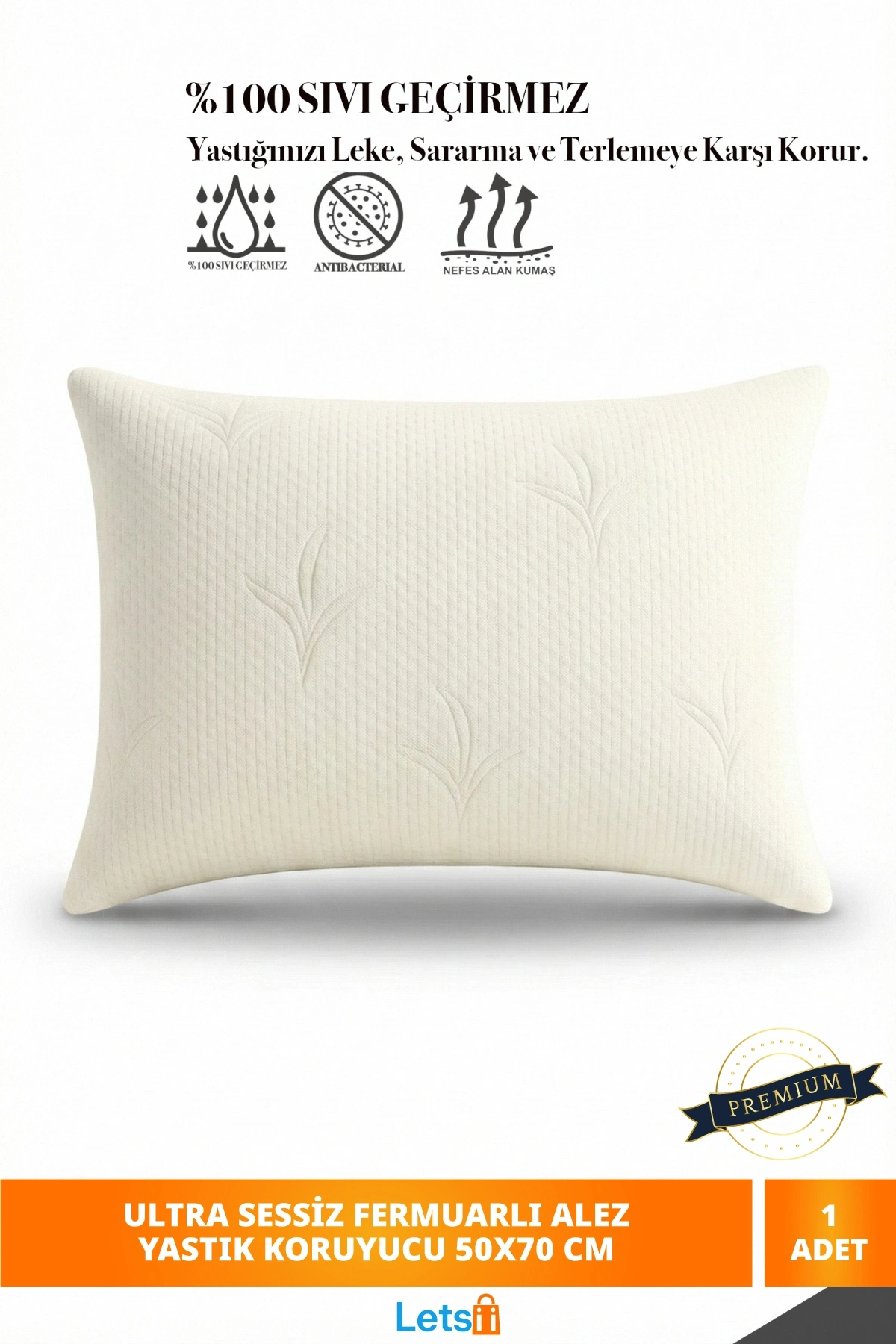 Premium Sıvı Geçirmez Yastık Alezi | Ultra Sessiz Fermuarlı Yastık Koruyucu 50x70 cm