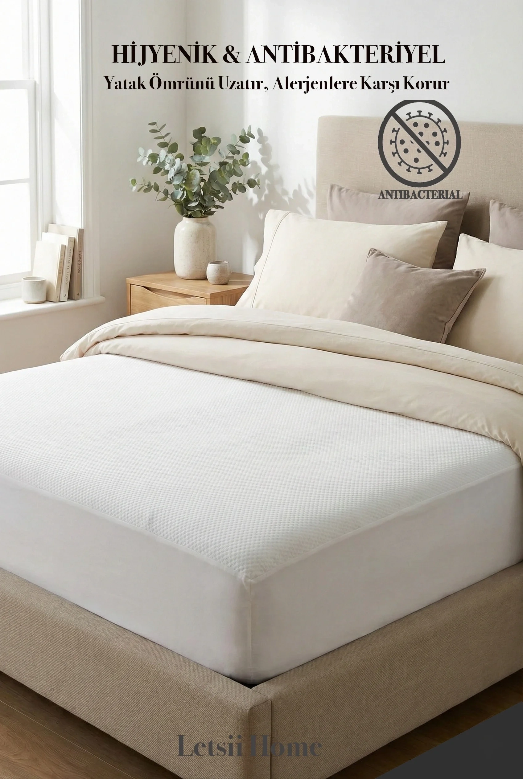 Premium Sıvı Geçirmez Yatak Alezi | Ultra Sessiz Fitted Tam Kenar Lastikli | Nefes Alabilir Yatak Koruyucu 90*200