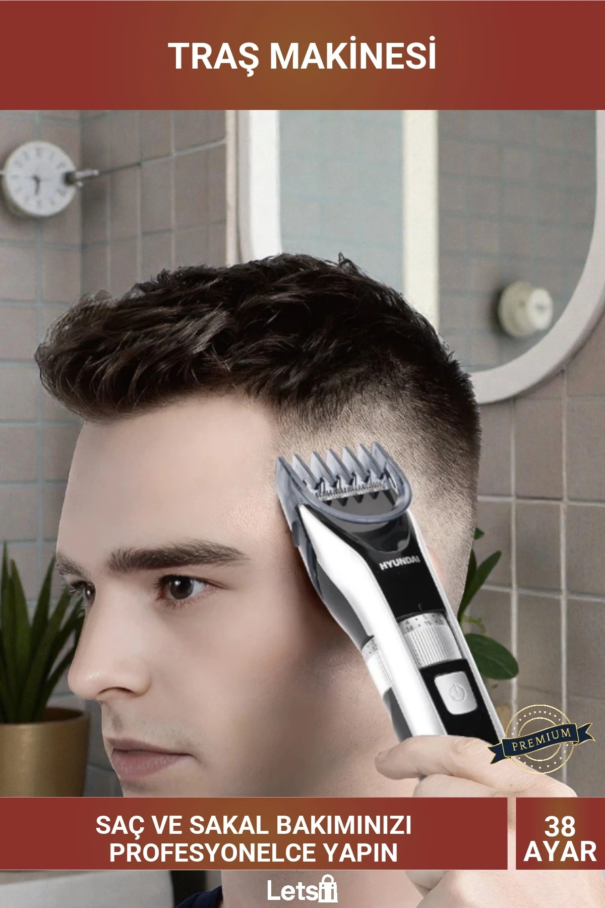 Profesyonel Şarjlı USB, Islak/Kuru Kullanım, IPX6 Su Geçirmez 38 Seviye Ayarlı Saç Sakal Tıraş Makinesi