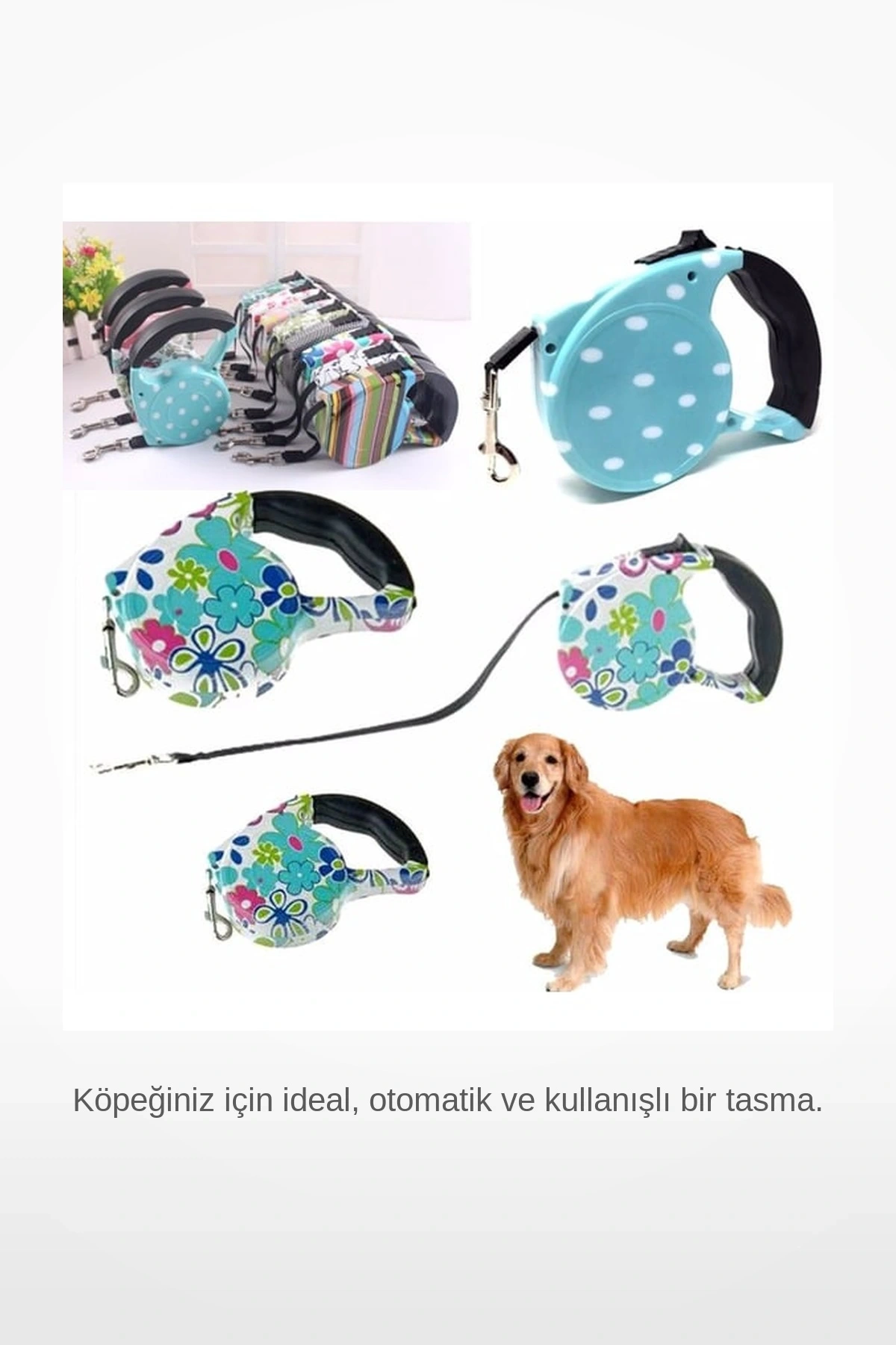Pup Style Desenli Otomatik Köpek Gezdirme Tasması 20kga Kadar