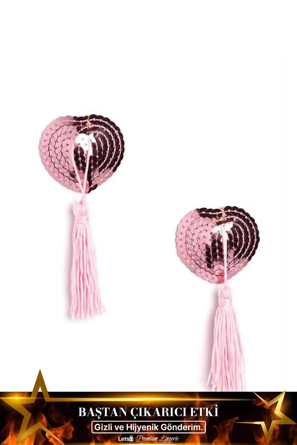 Püsküllü Fantezi Göğüs Ucu Kapatıcı Pembe Renk