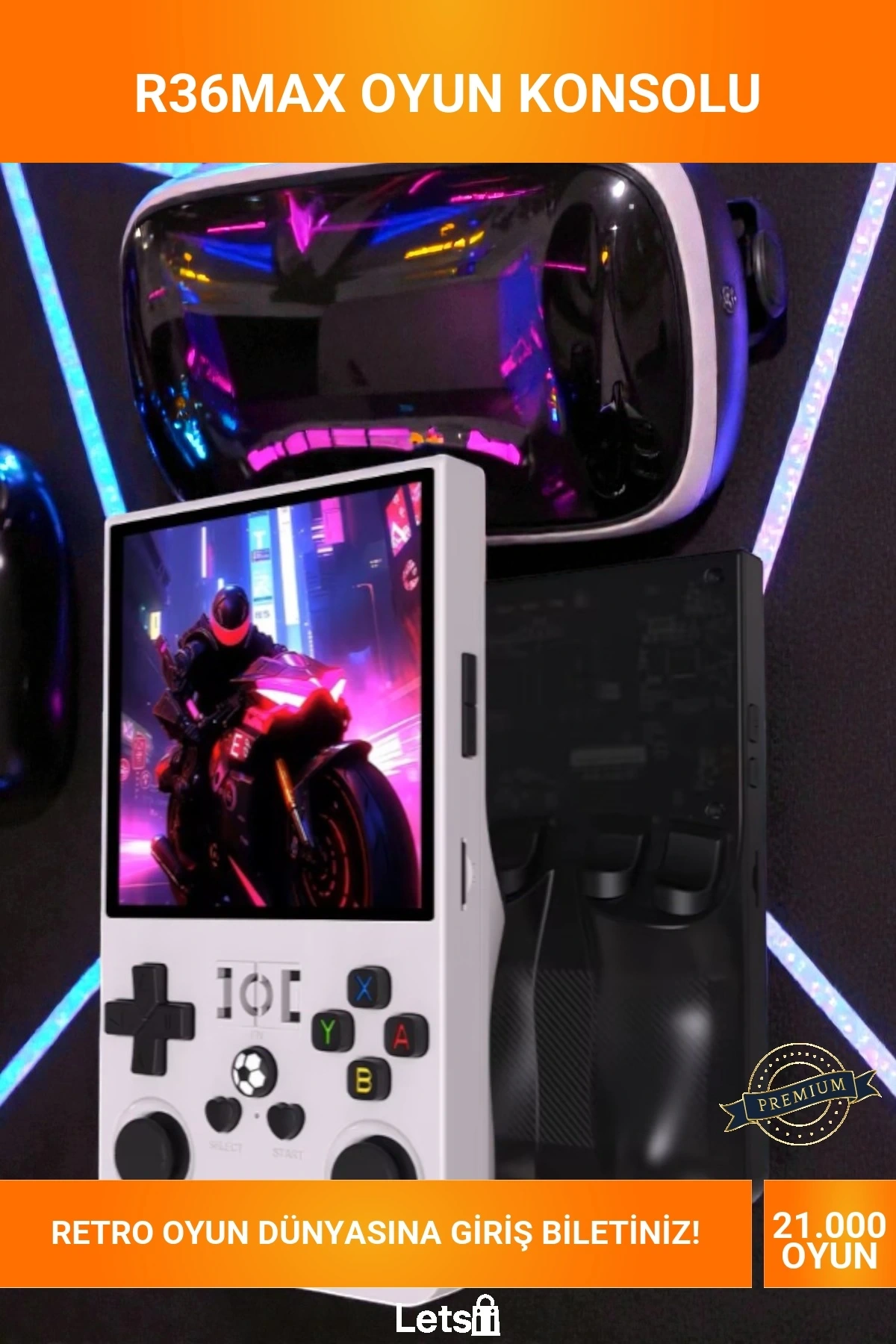 R36Max Açık Kaynak Retro Oyun Konsolu 4.0 inç IPS Ekran 21.000+ Oyun Yüklü Çift Hall Joystick El Konsolu
