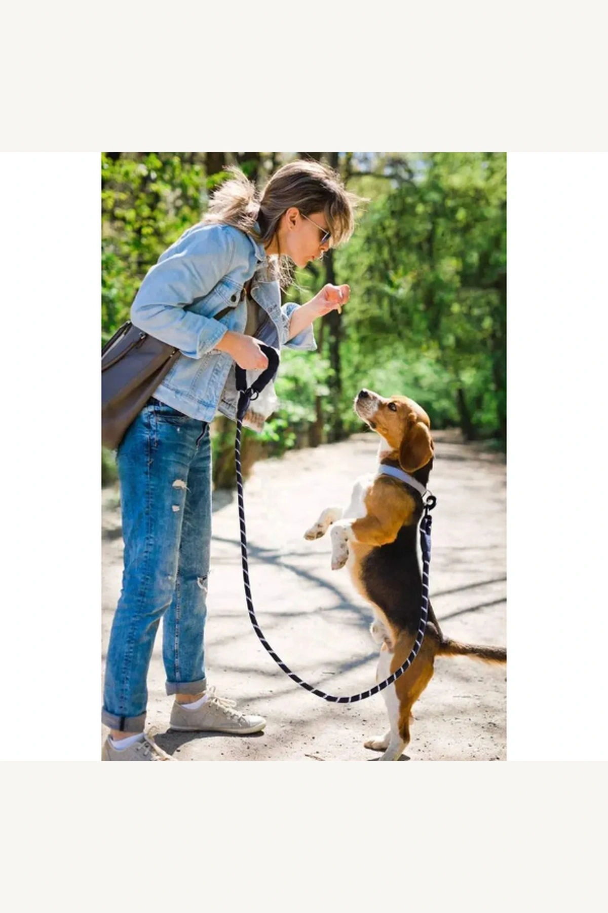 Reflektörlü Fitil Köpek Gezdirme Tasması 8mm x 120cm Güvenli Yürüyüş Tasması