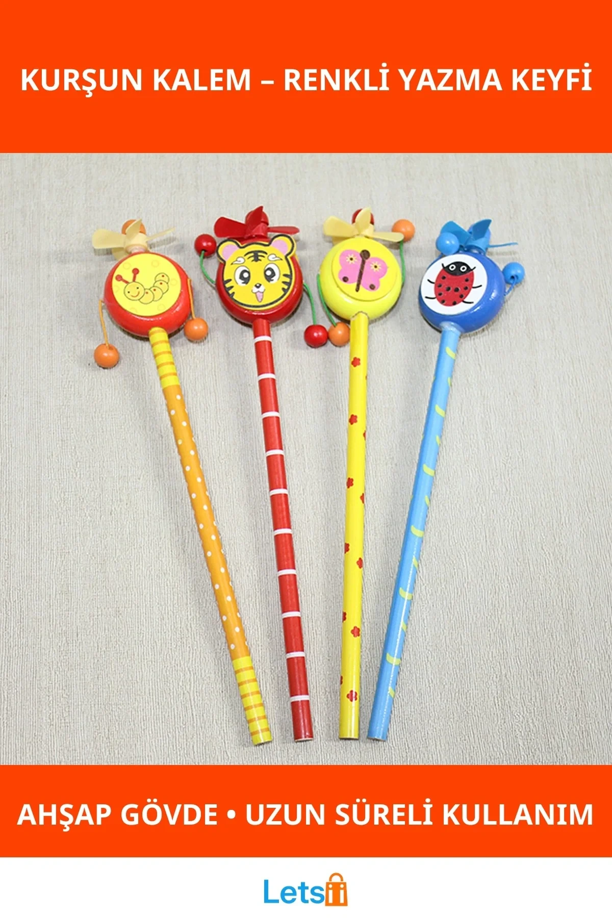 Rengarenk Ahşap Figürlü Eğlenceli Kurşun Kalem