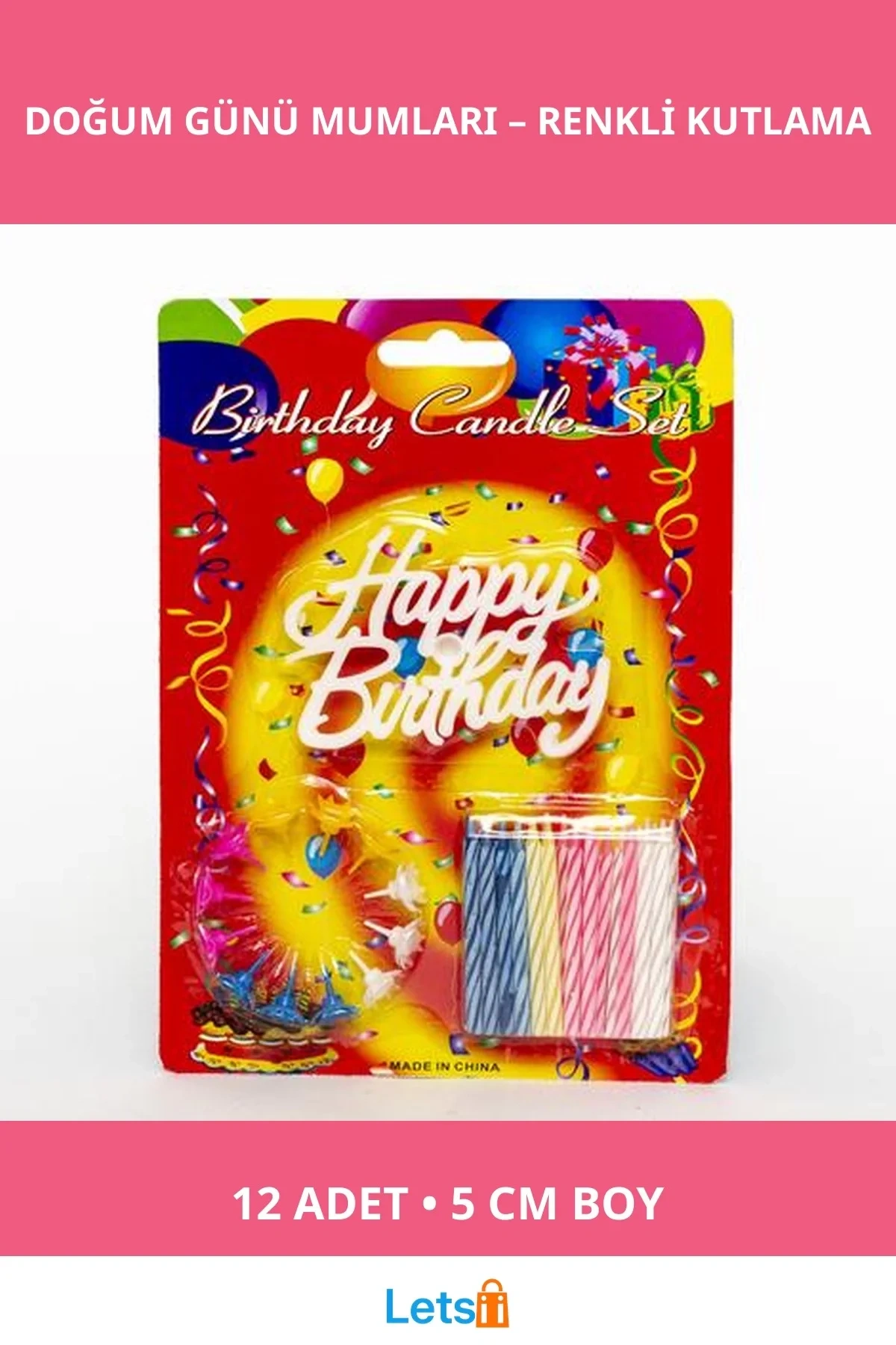 Rengarenk Happy Birthday Doğum Günü Mumları 12 Adet