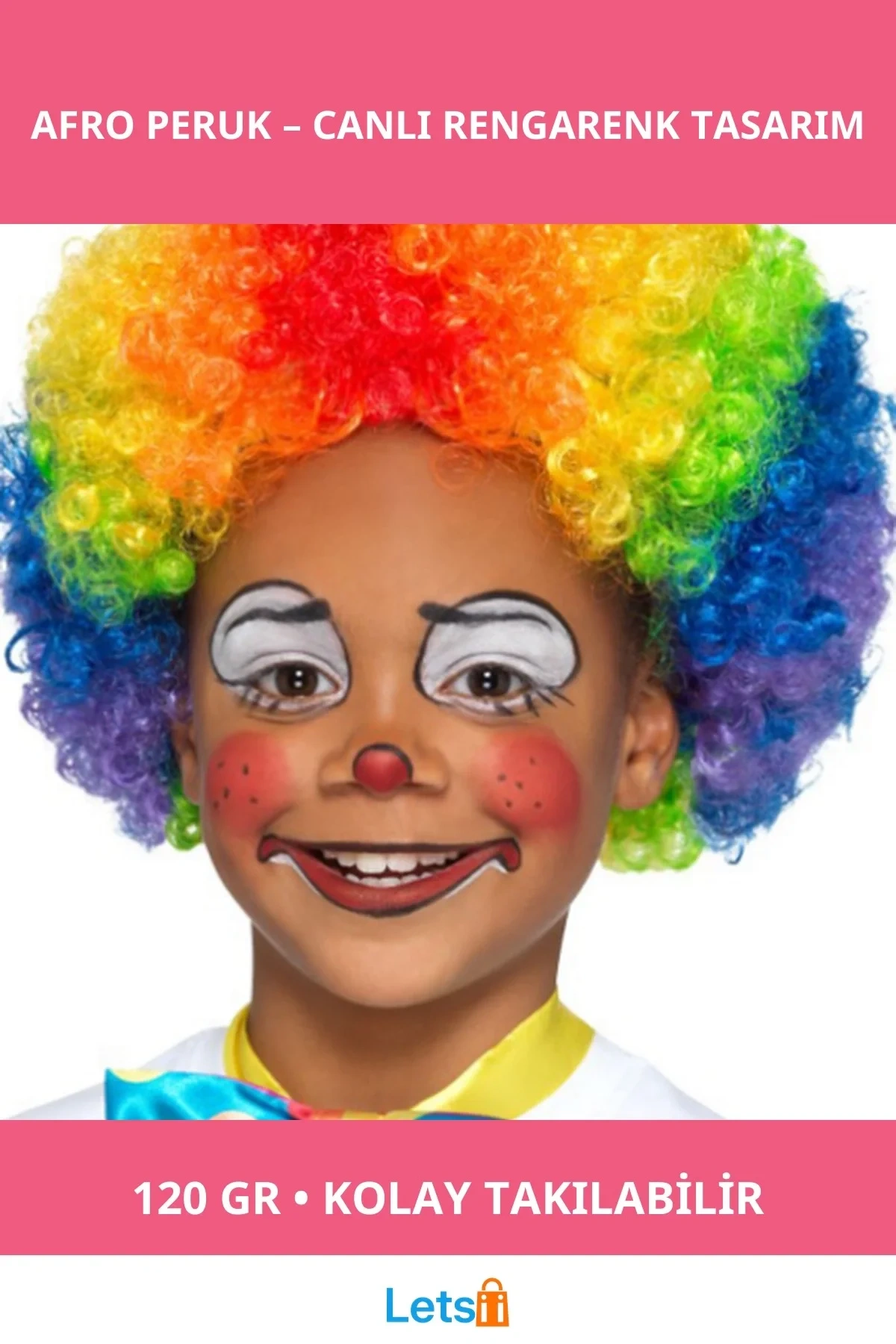 Rengarenk Kıvırcık Afro Peruk Bonus Saç 120 gr