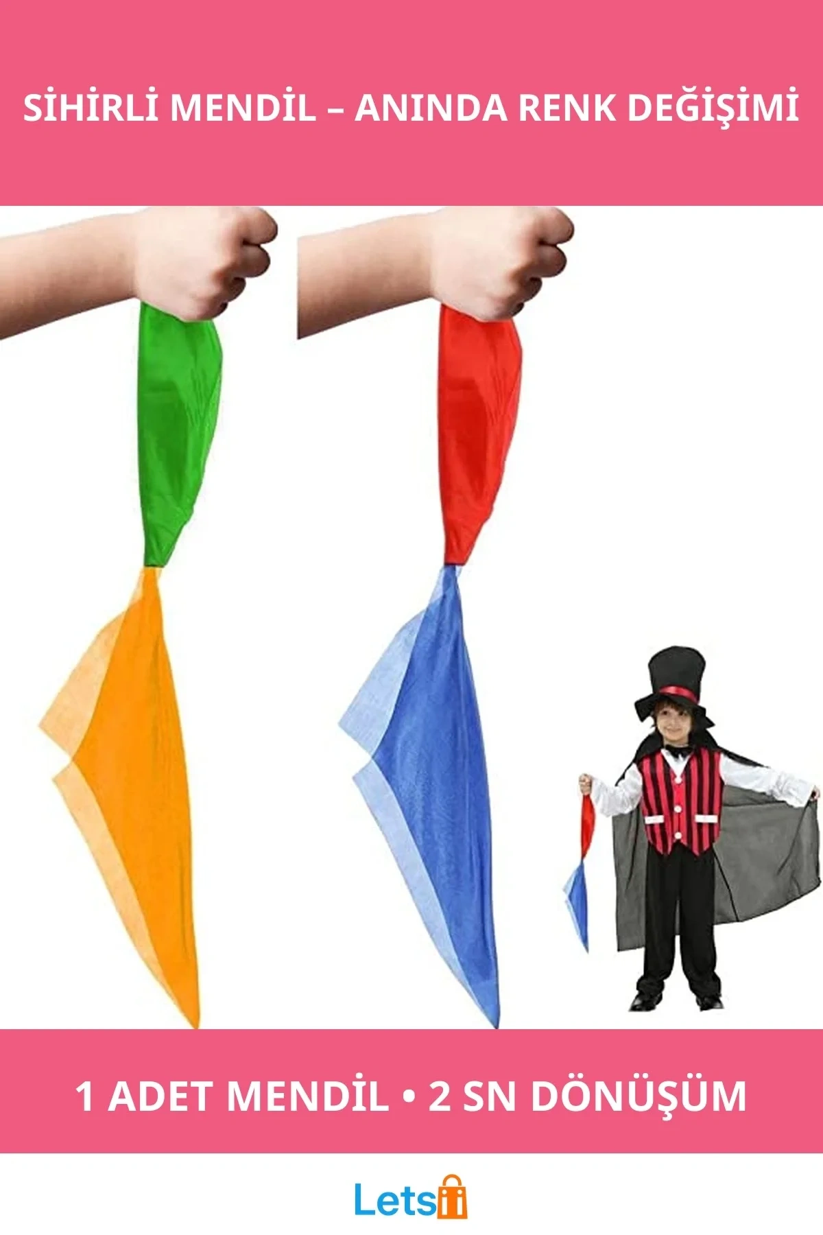 Renk Değiştiren Eğlenceli Sihirli Mendil Sihirbazlık Oyunu