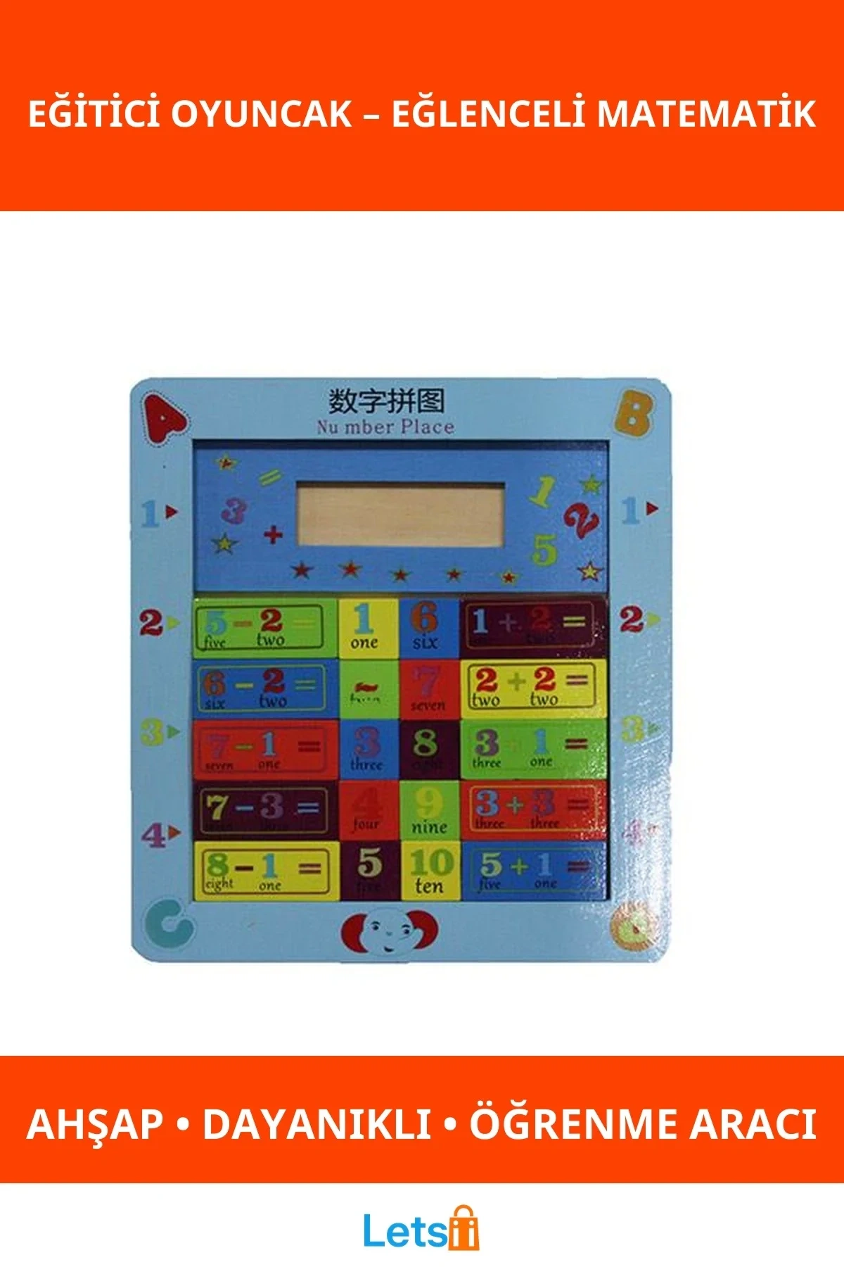 Renkli Ahşap Eğitici Oyuncak Matematik Geliştirme Oyunu