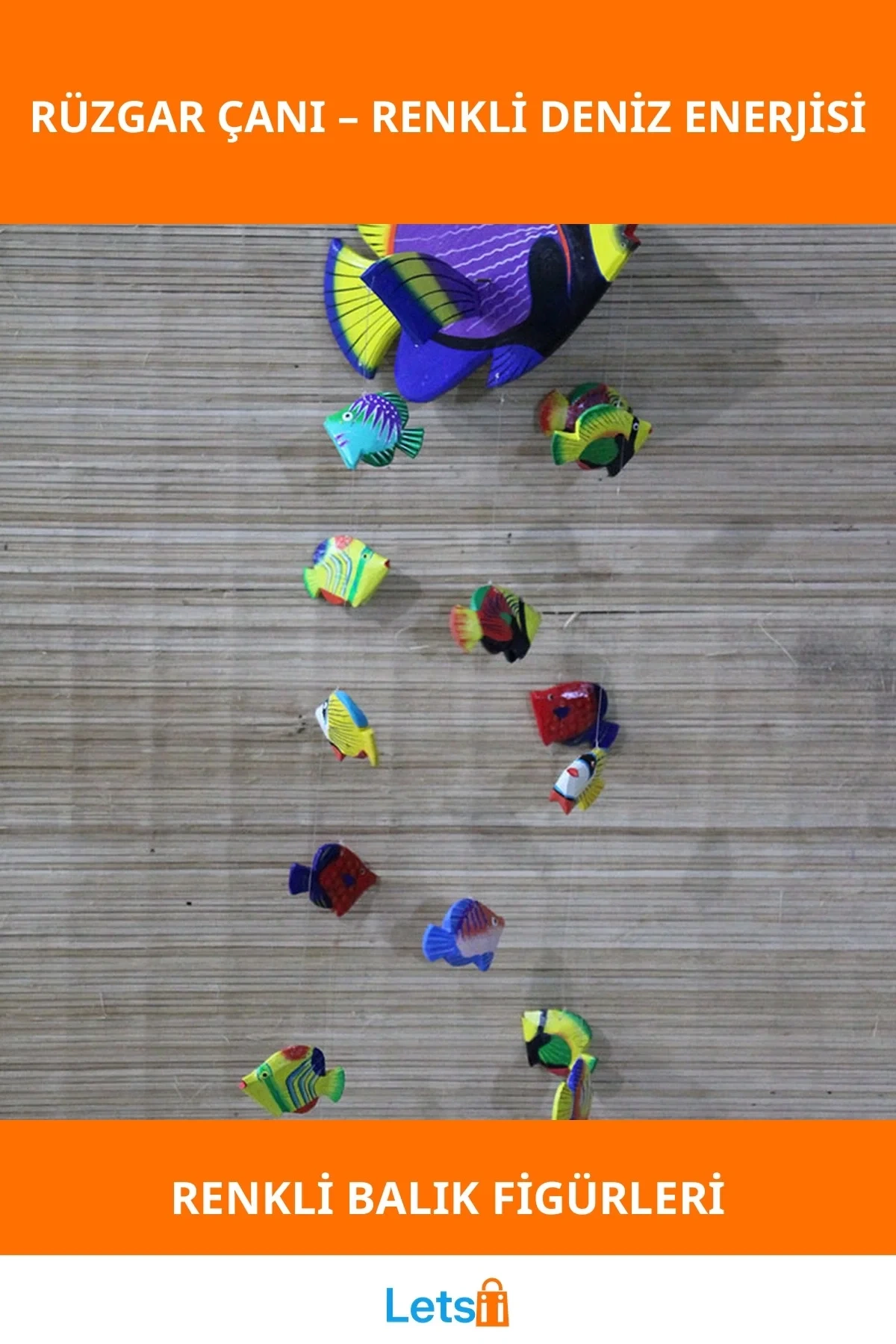 Renkli Ahşap Hayvan Figürlü Rüzgar Çanı Bahçe Balkon Dekor