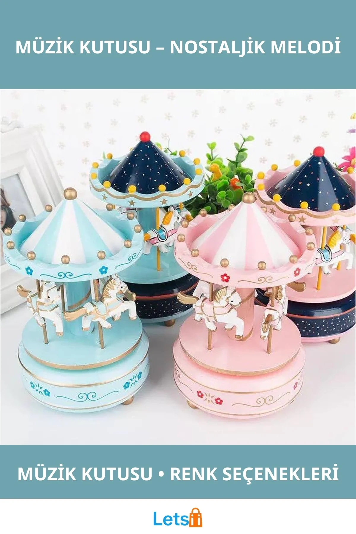 Renkli Atlı Karınca Müzik Kutusu Şık Dekoratif Hediye