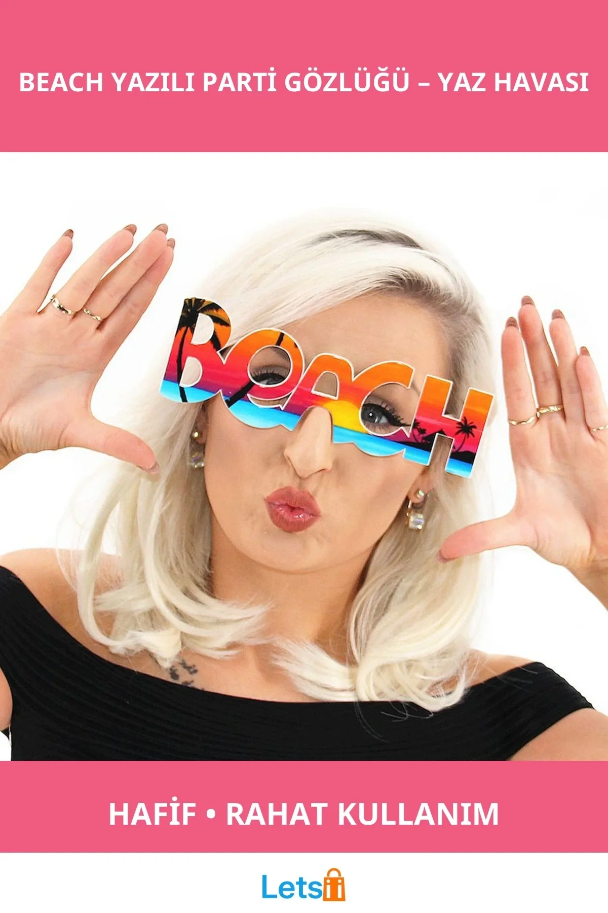 Renkli Beach Yazılı Parti Gözlüğü Plaj ve Yaz Etkinlikleri İçin