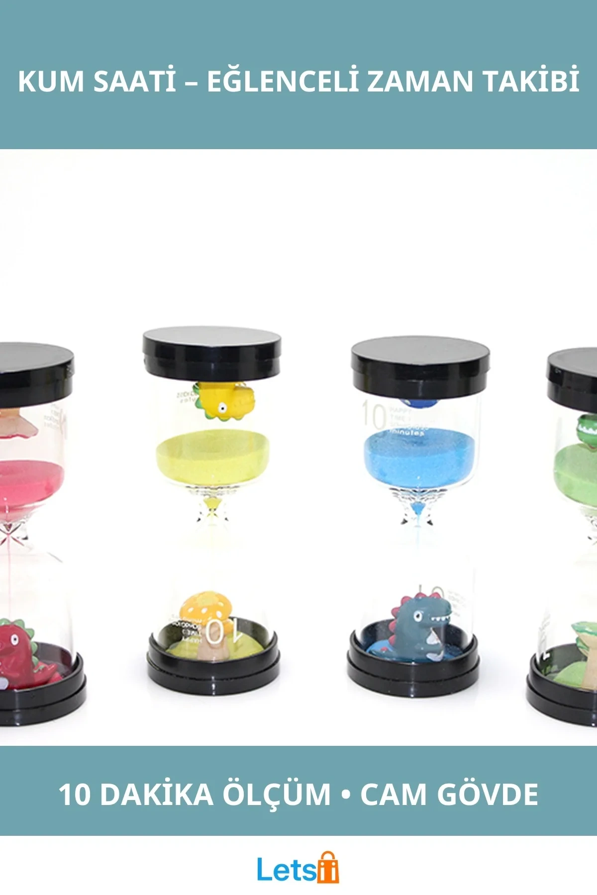 Renkli Dinozor Figürlü 10 Dakika Dekoratif Kum Saati