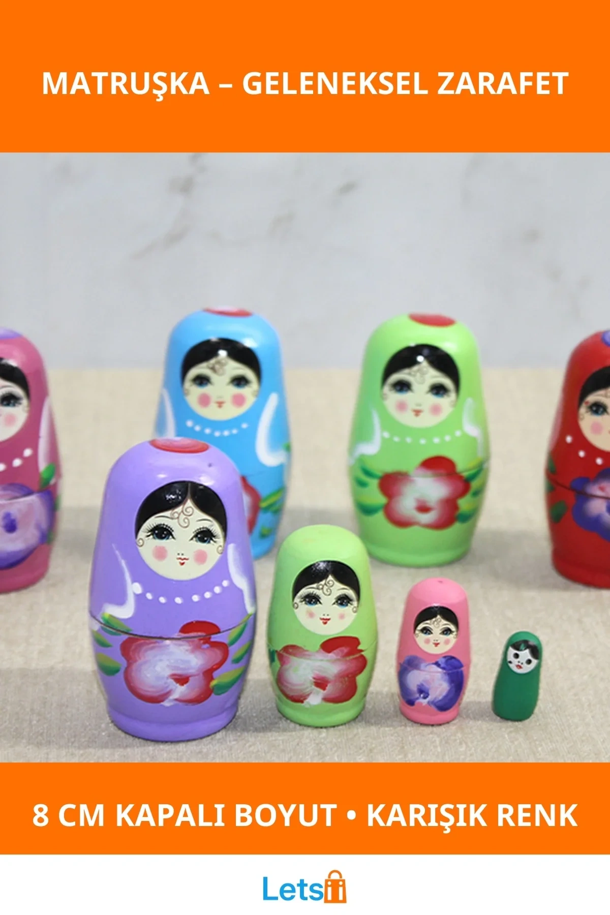 Renkli El Yapımı Ahşap Matruşka 4lü Set