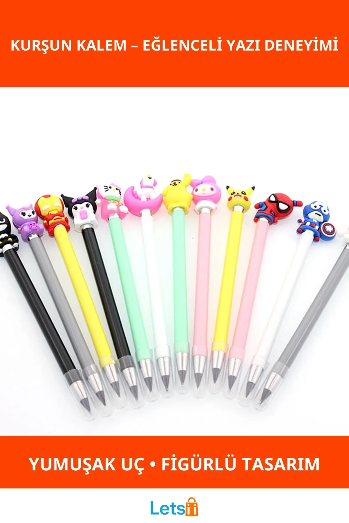 Renkli Karışık Kahraman Figürlü Kurşun Kalem