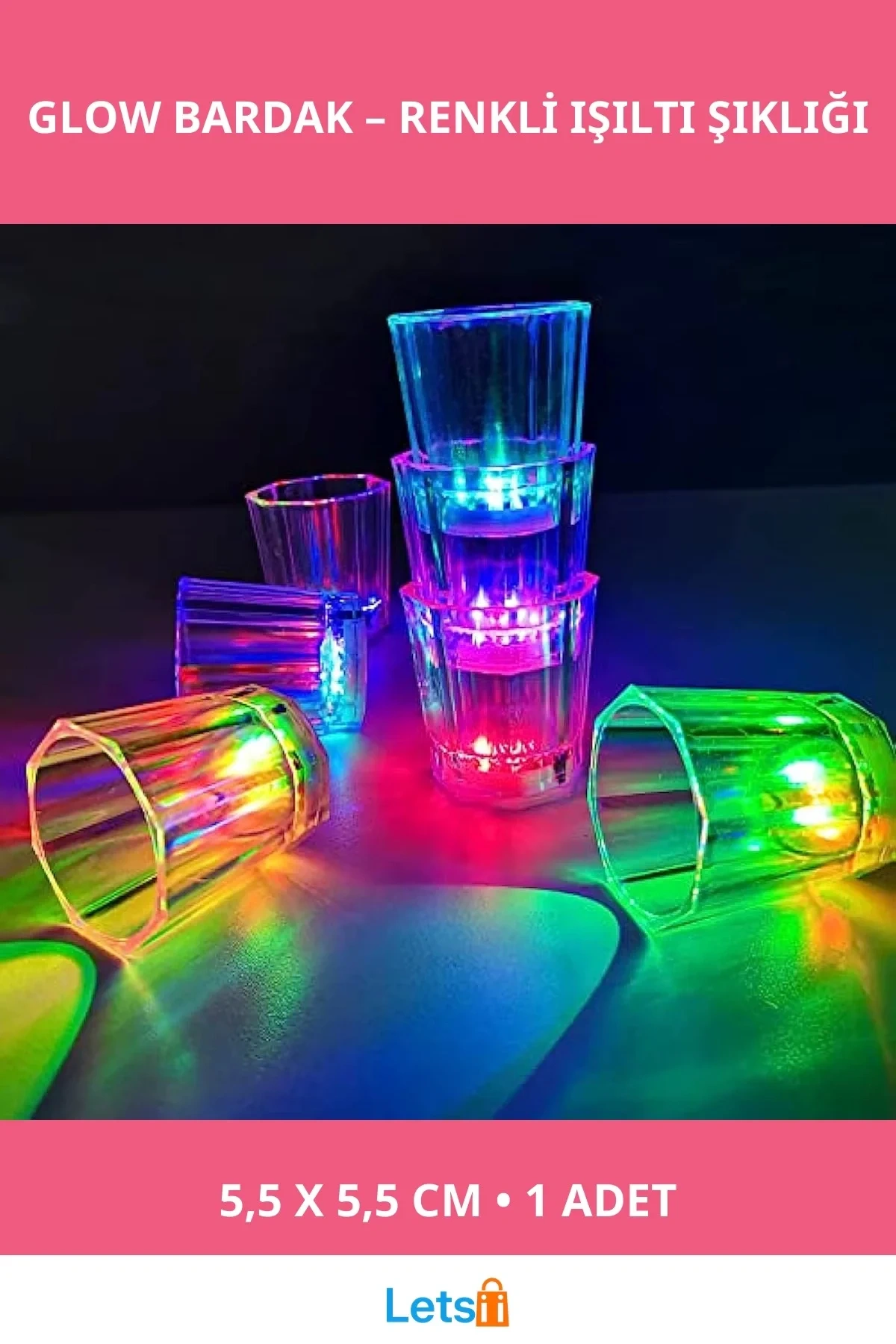 Renkli LED Parlayan Fiber Optik Glow Işıklı Bardak 1 Adet